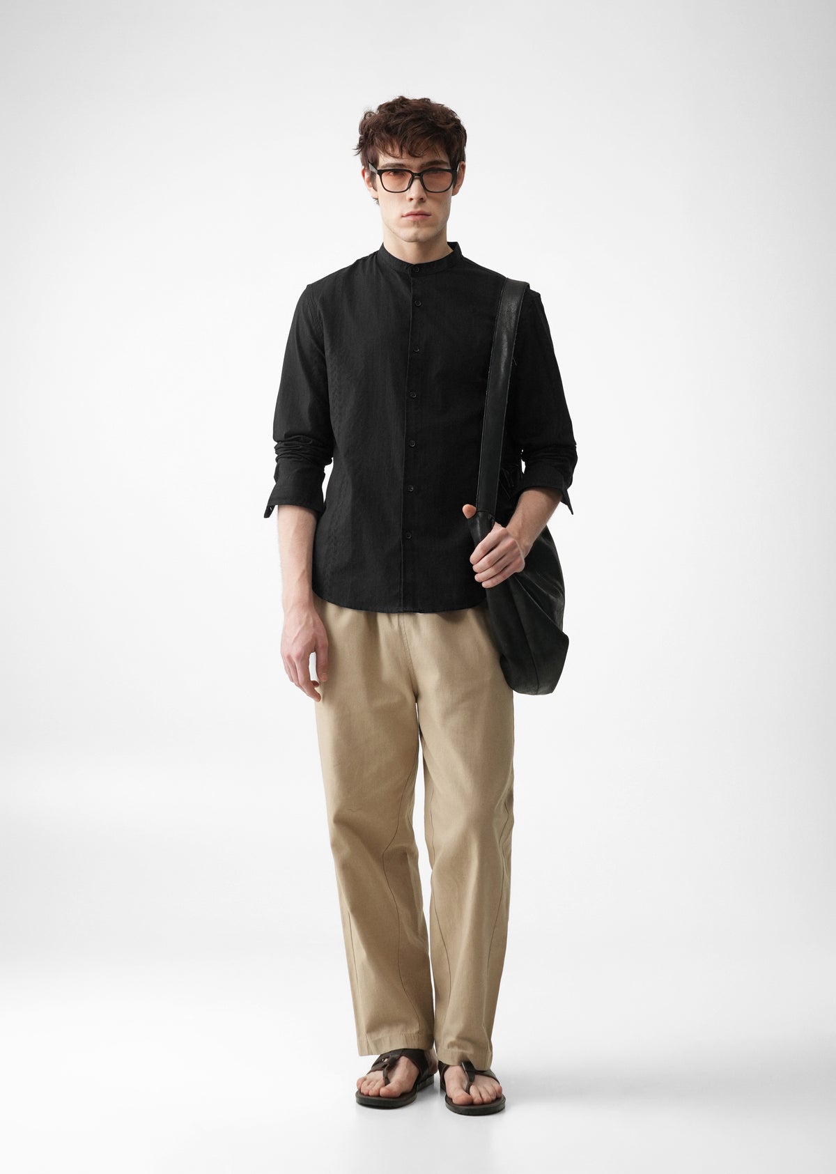 Black Self Stripe Cotton Shirt