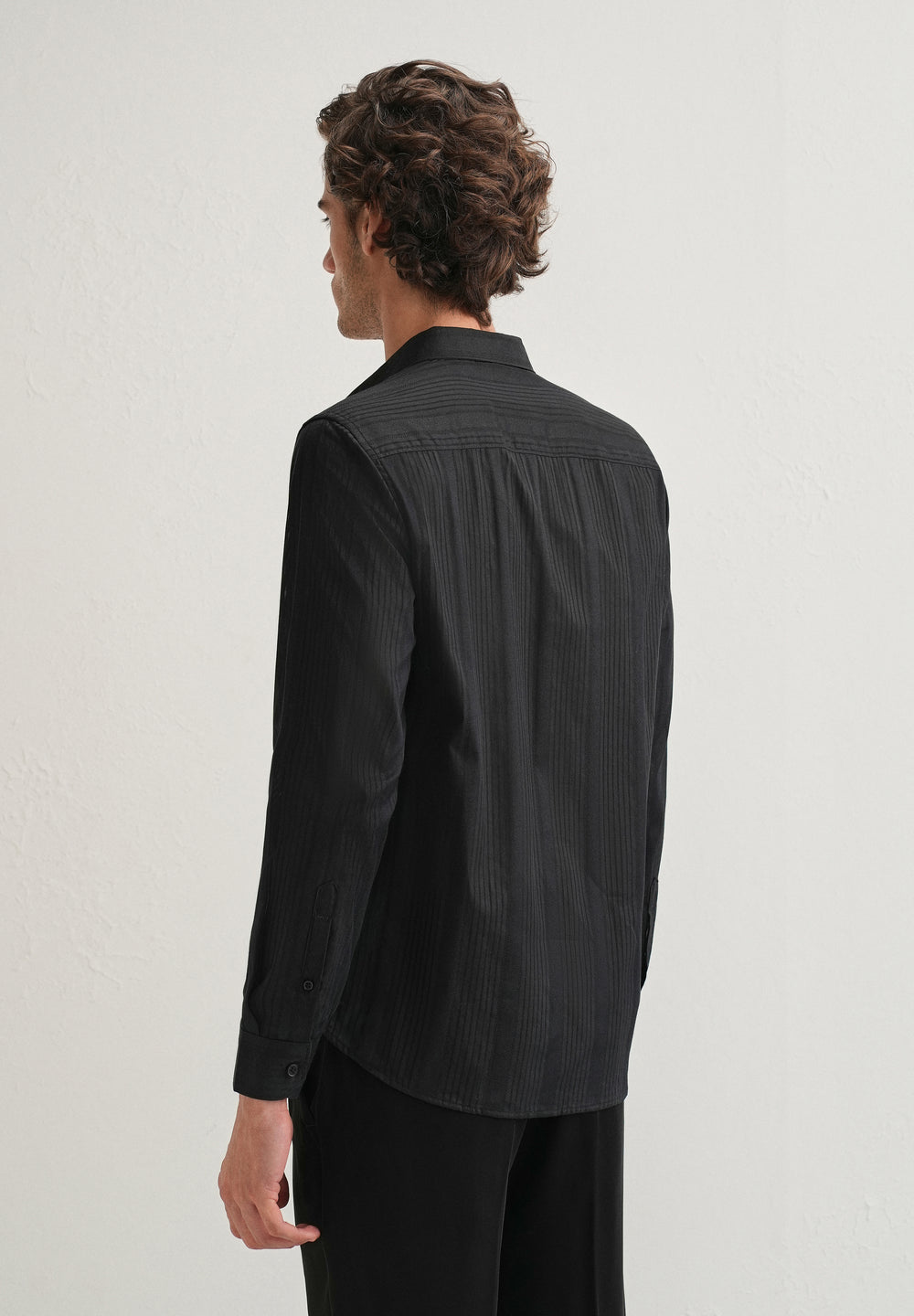 Black Self Striped Shirt