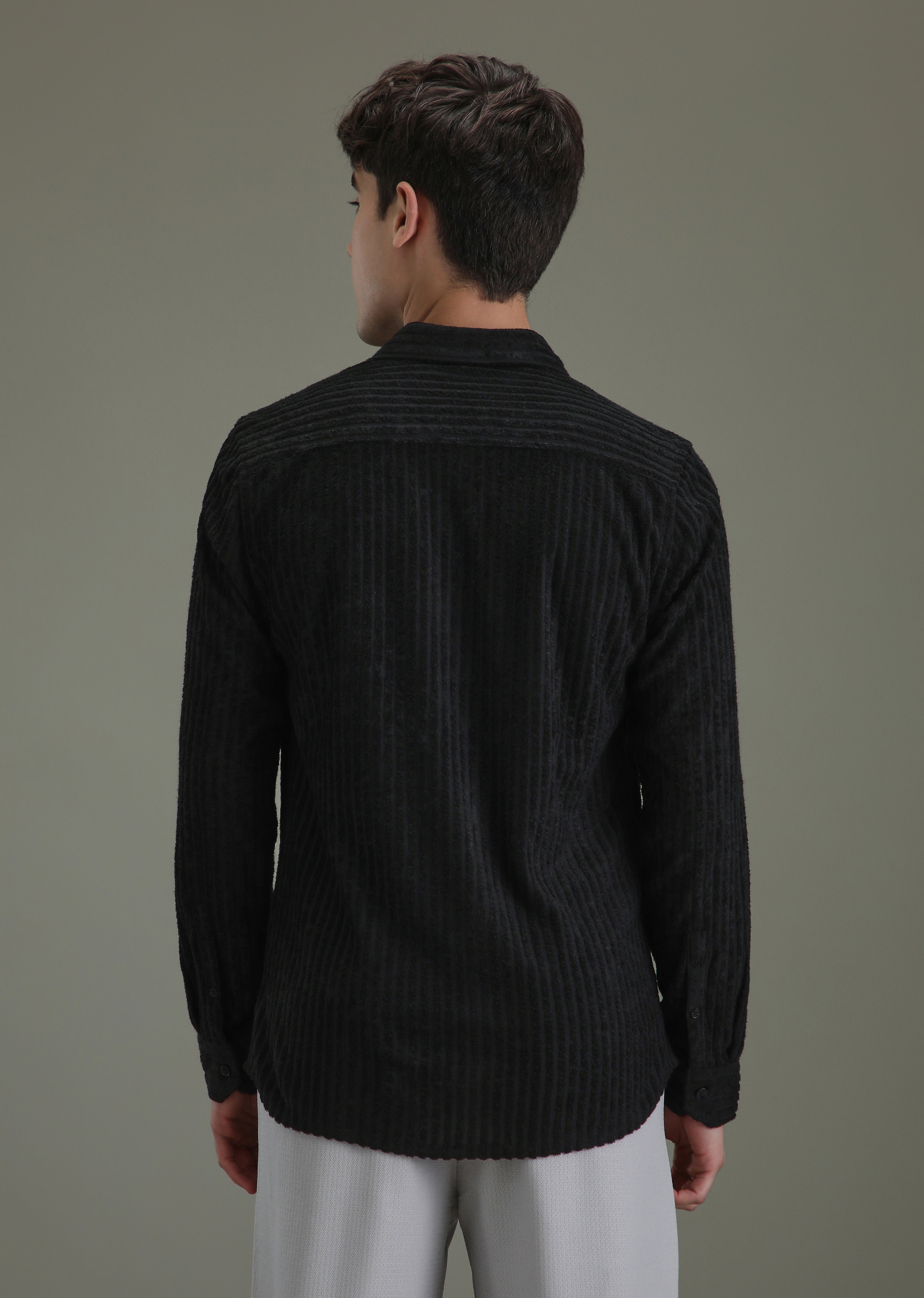 Black Corduroy Stripe Shirt