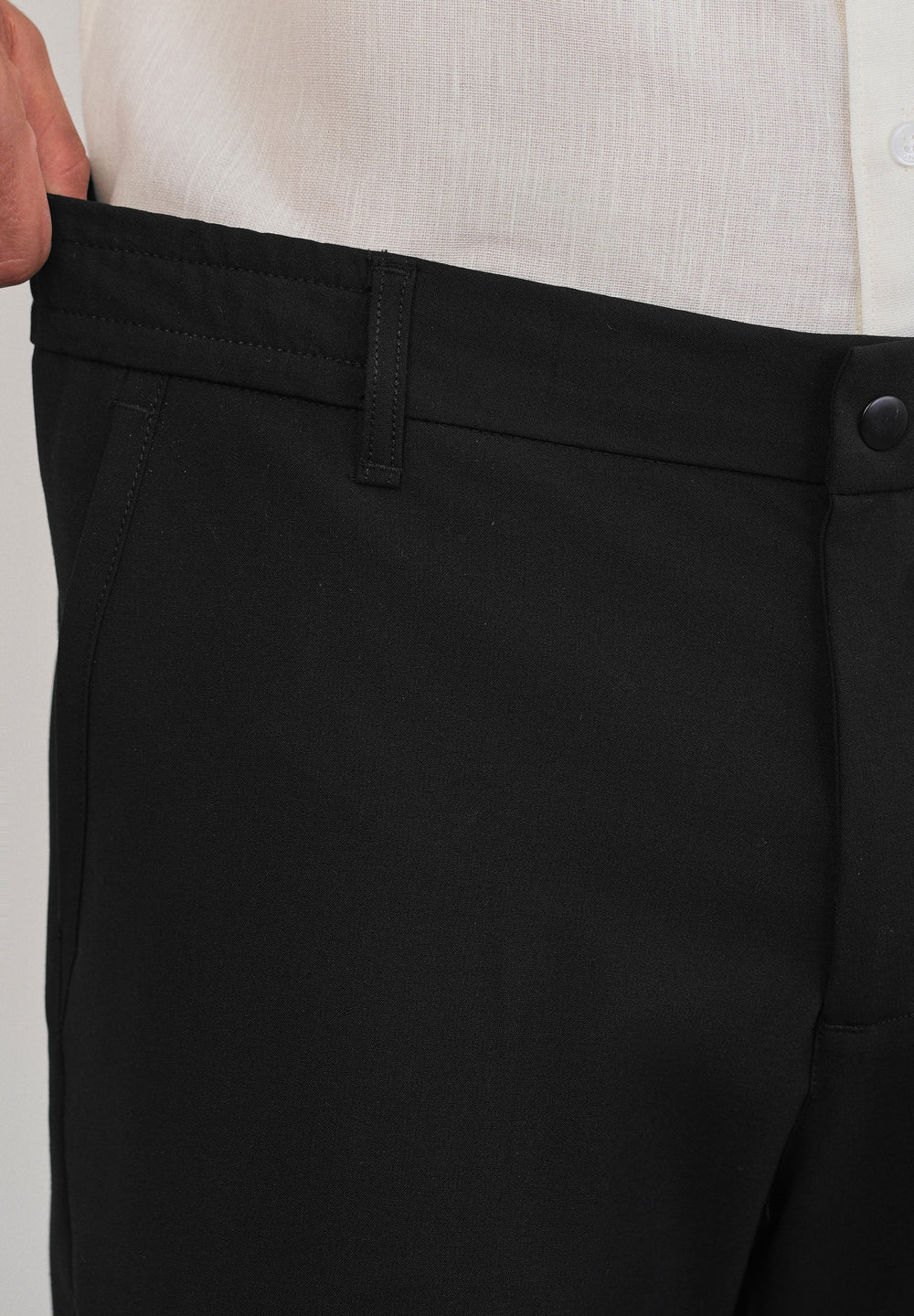 Black Semi-Elastic Slim Fit Trouser