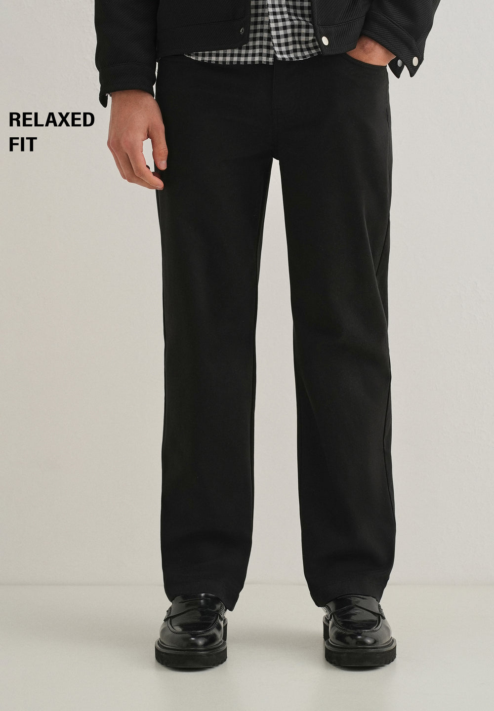 Black Semi-Elasticated Cotton Trouser