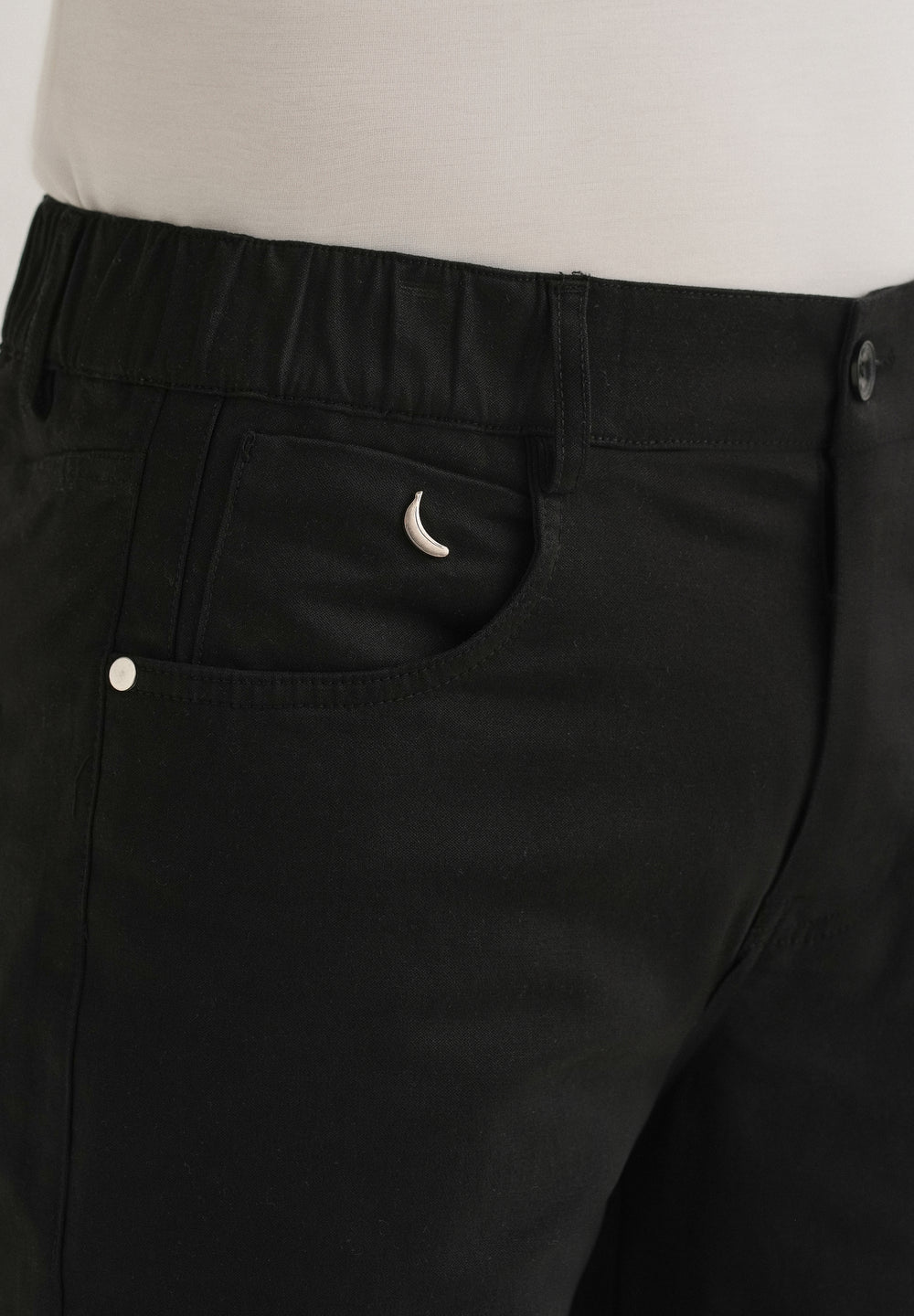 Black Semi-Elasticated Cotton Trouser