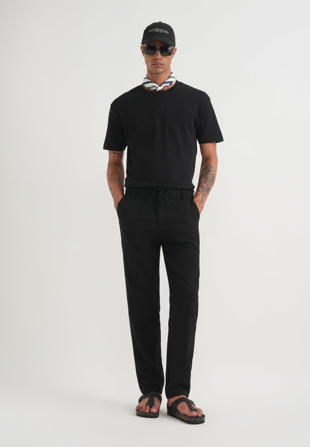 Black Semi-Elasticated Textured Pant