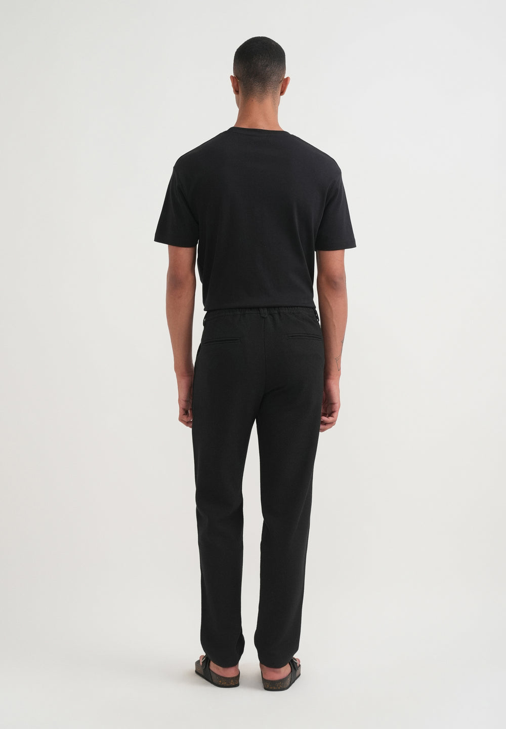 Black Semi-Elasticated Textured Pant