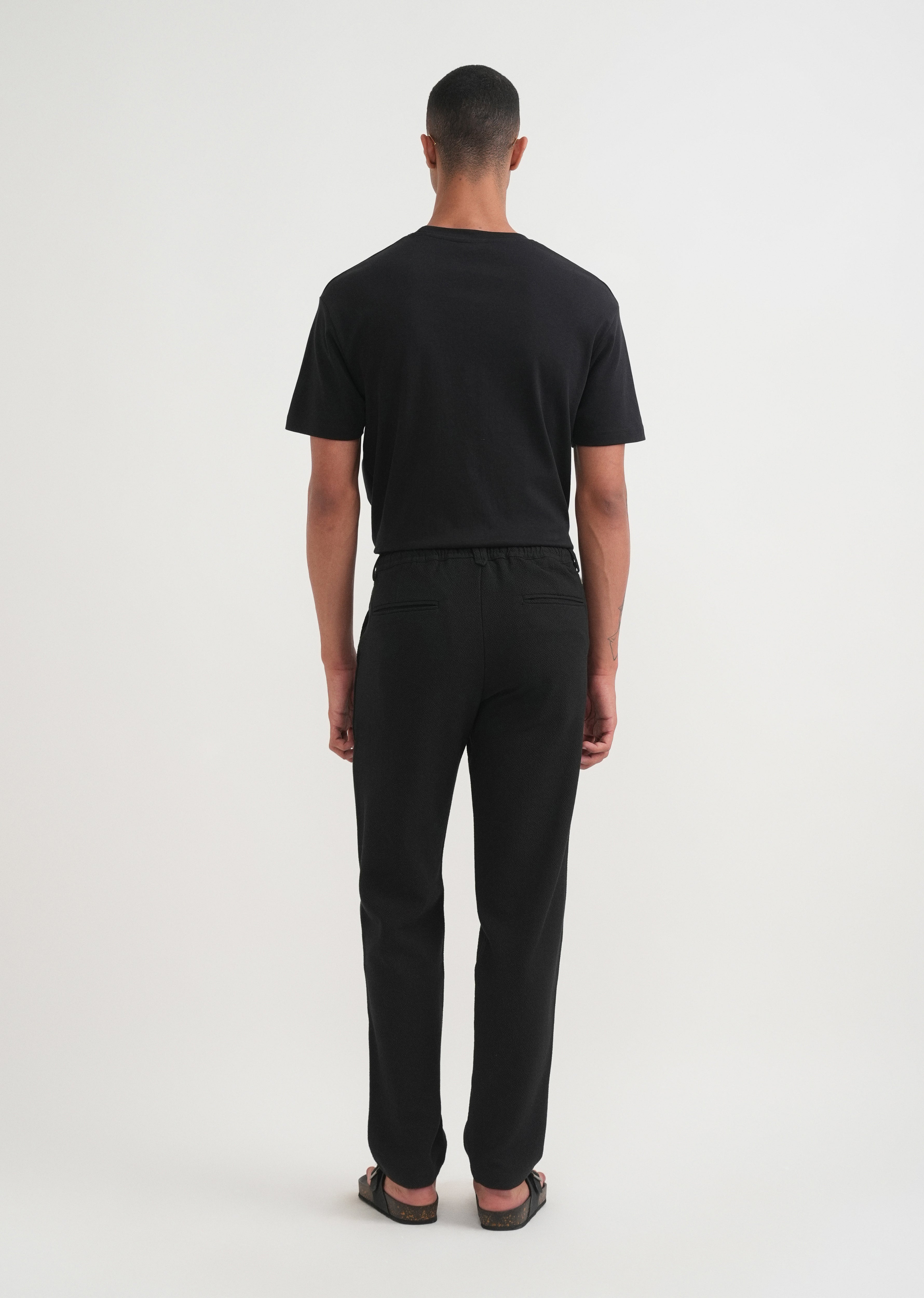 Black Semi-Elasticated Textured Pant