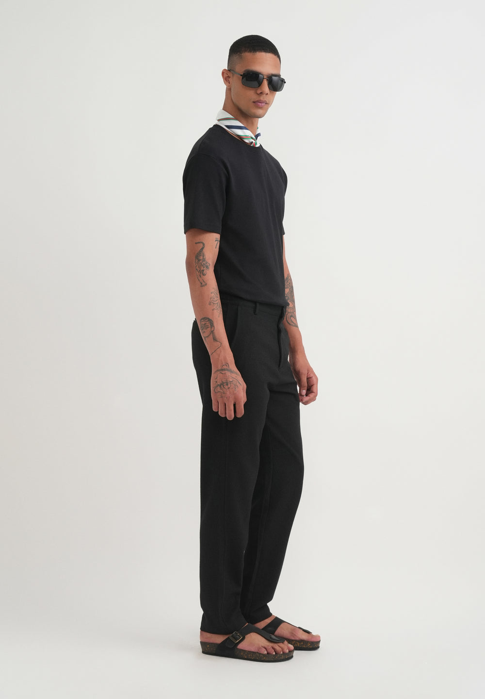 Black Semi-Elasticated Textured Pant