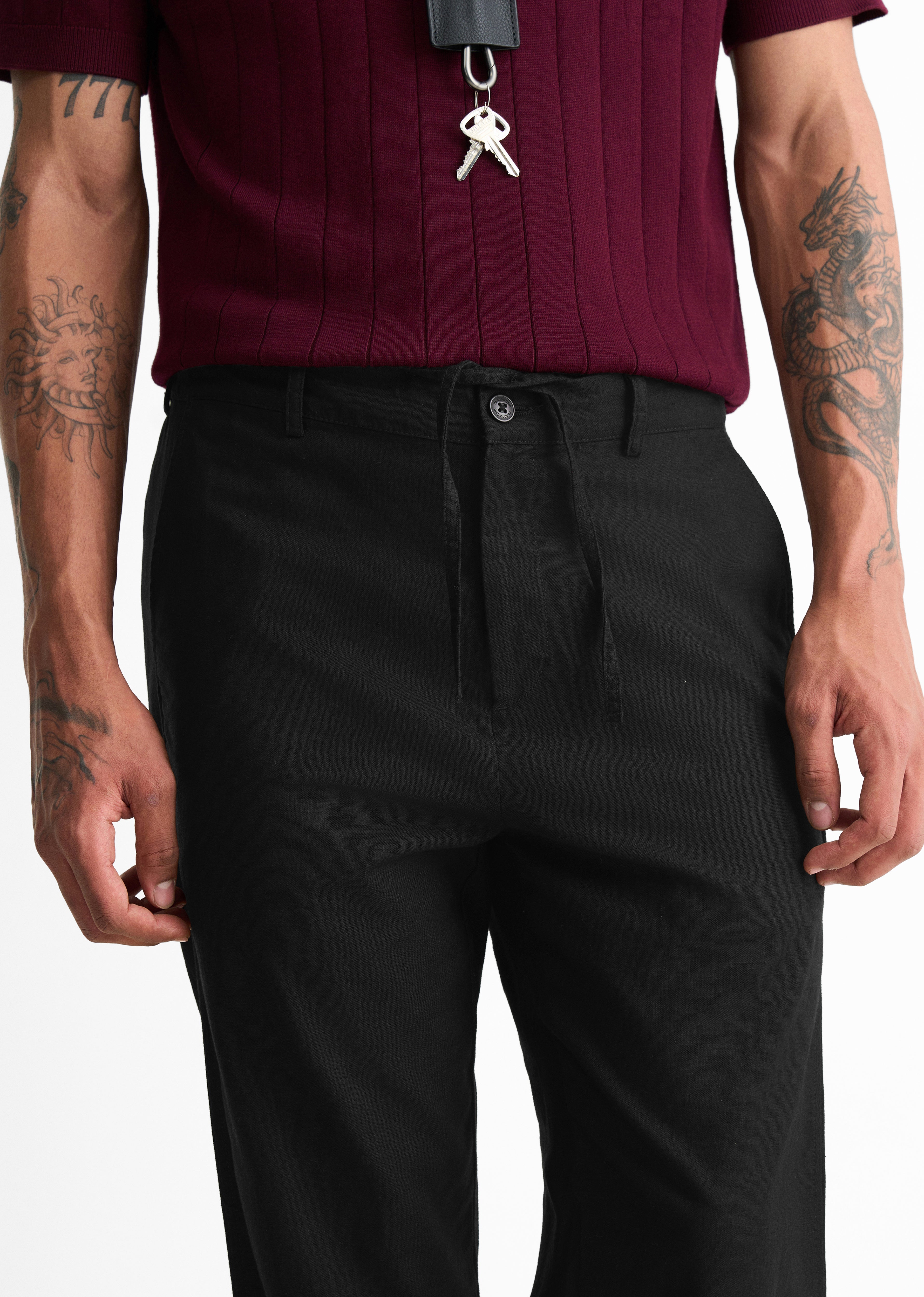 Black Semi-Elasticated Relaxed Fit Trouser