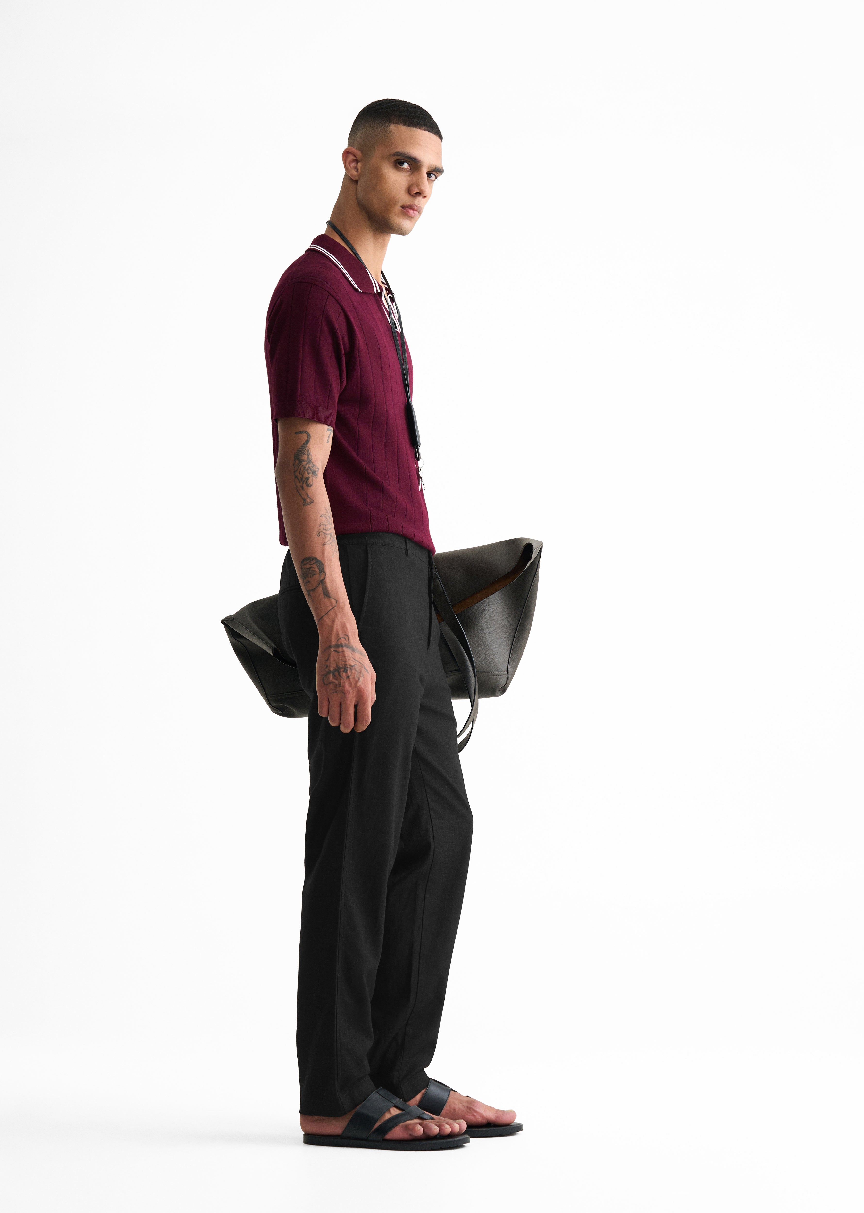 Black Semi-Elasticated Relaxed Fit Trouser