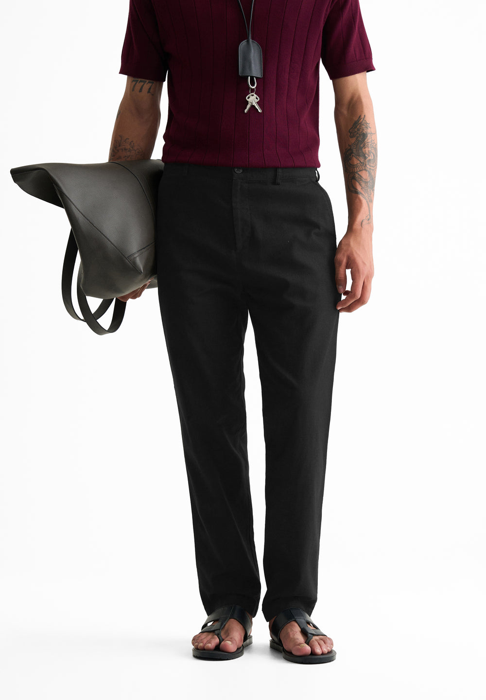 Black Semi-Elasticated Relaxed Fit Trouser
