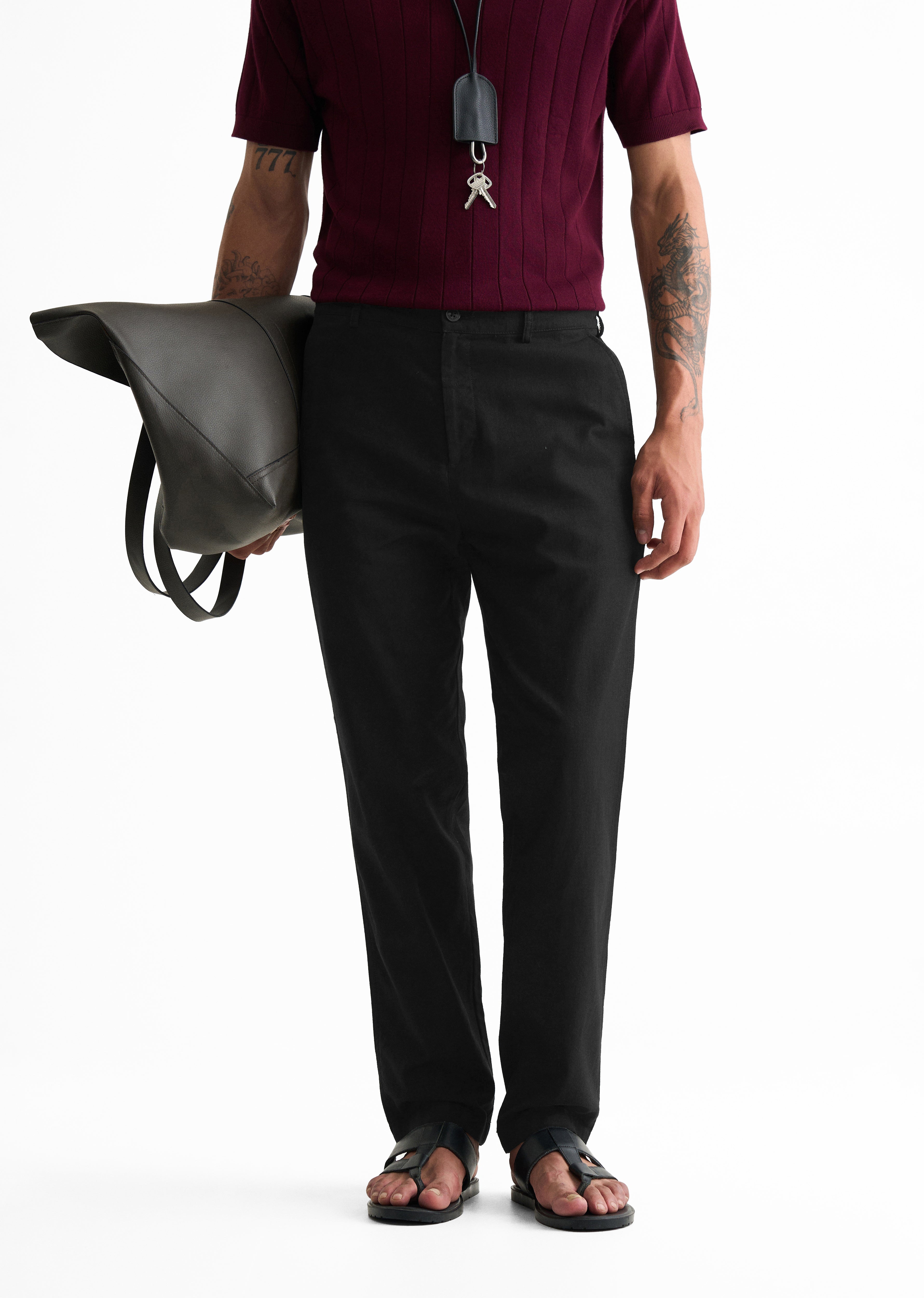 Black Semi-Elasticated Relaxed Fit Trouser