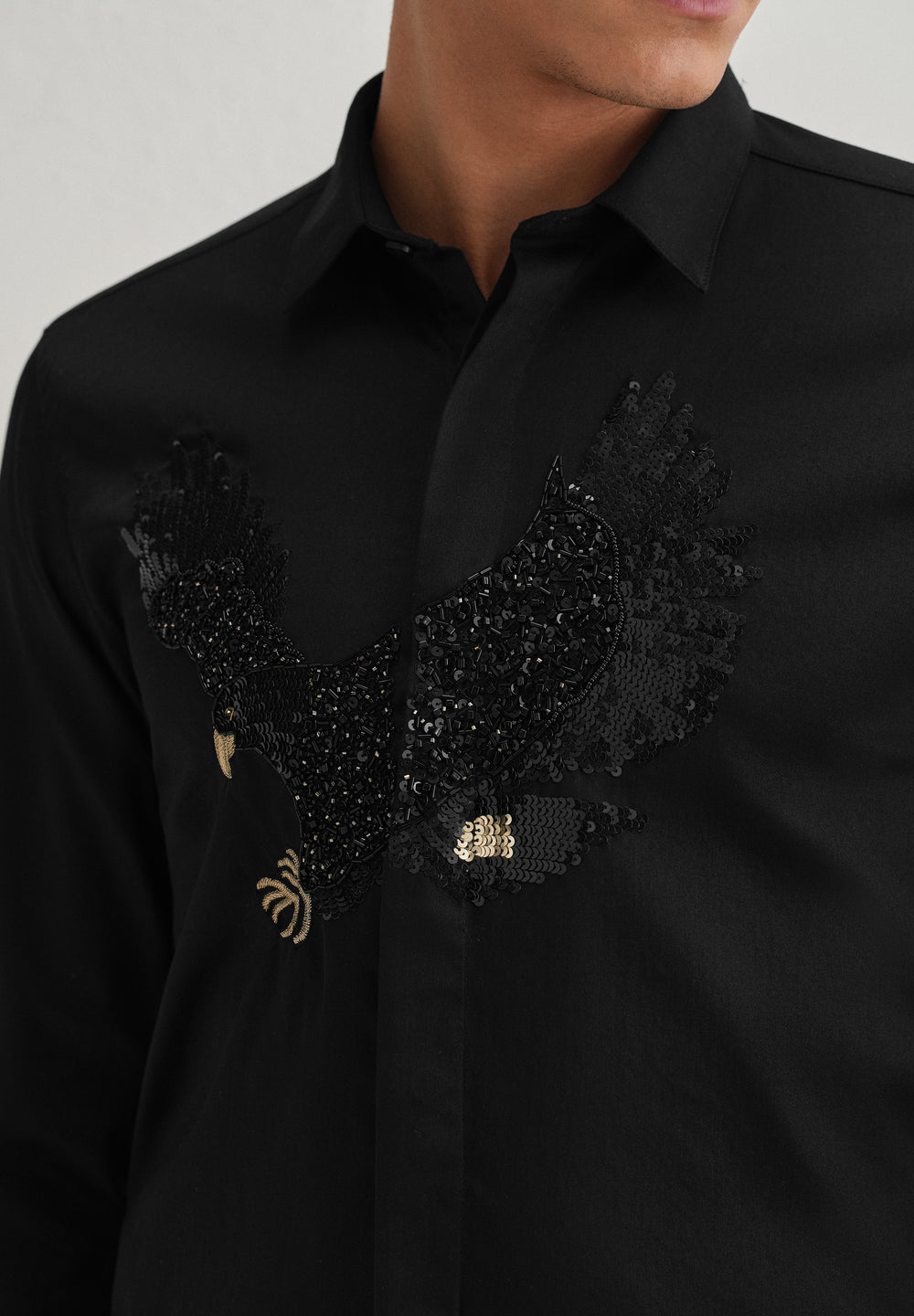 Black Sequin Handcrafted Designer Shirt