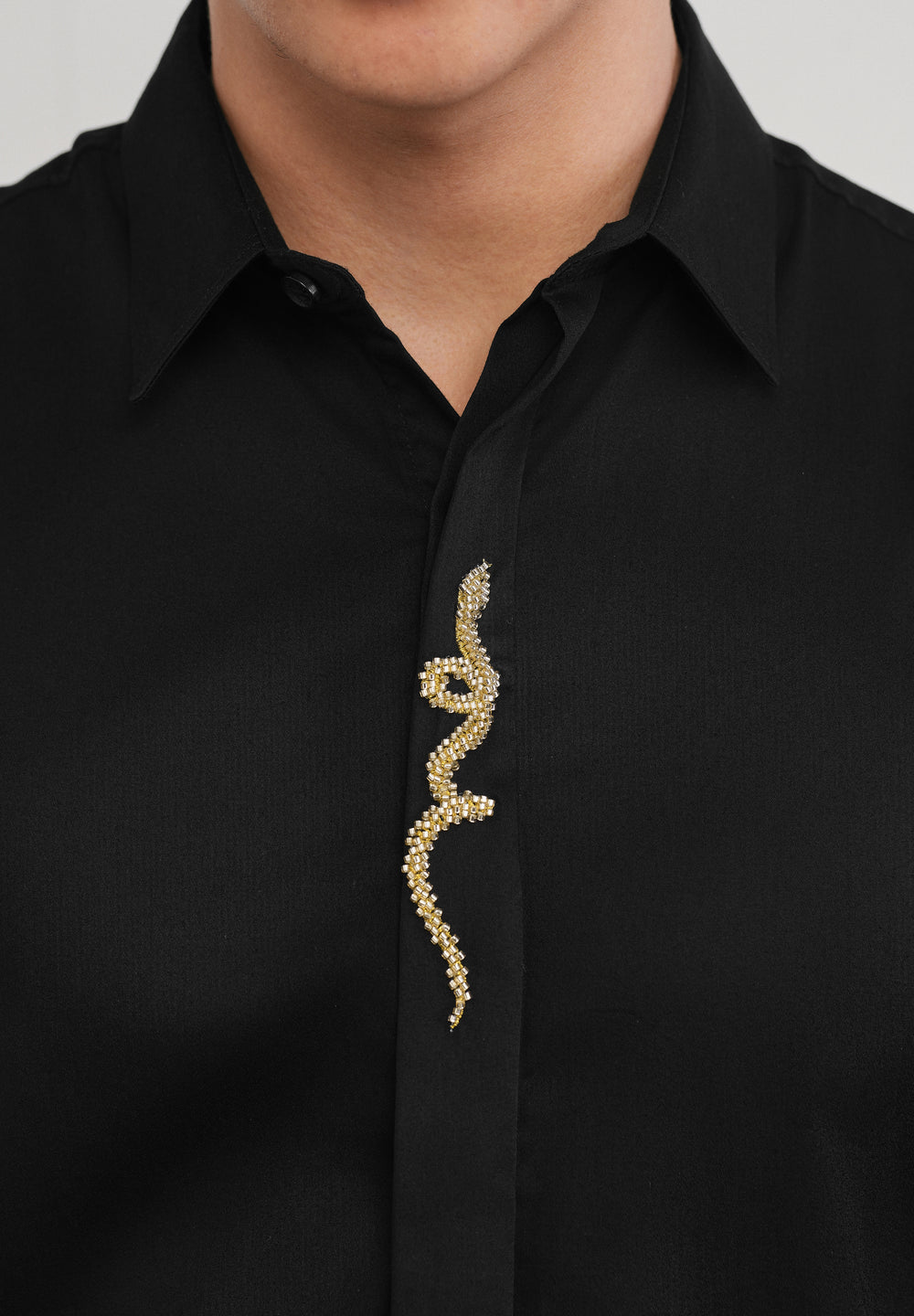 Black Serpent Beadwork Designer Shirt