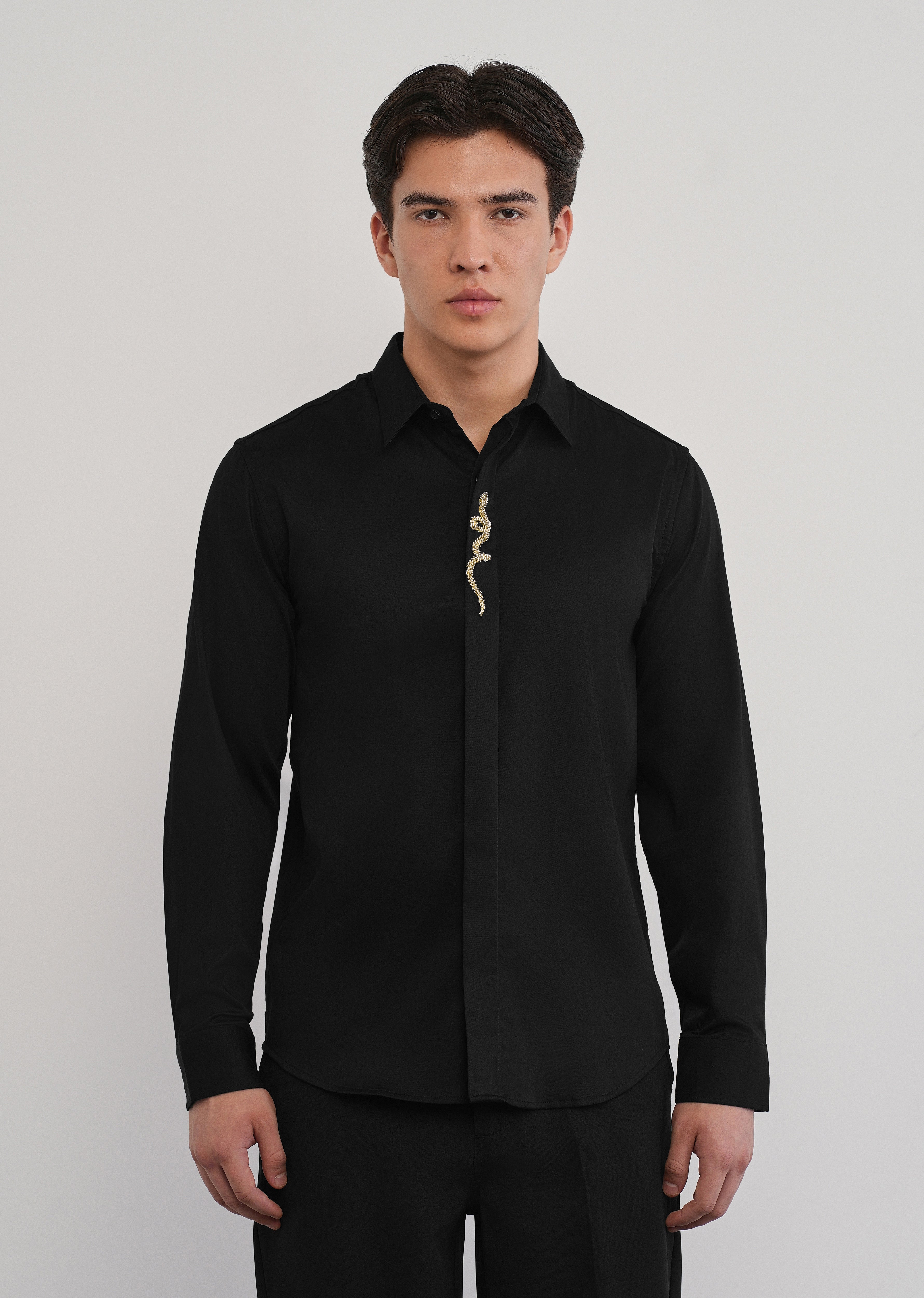 Black Serpent Beadwork Designer Shirt