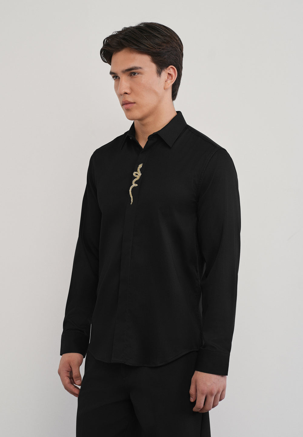 Black Serpent Beadwork Designer Shirt