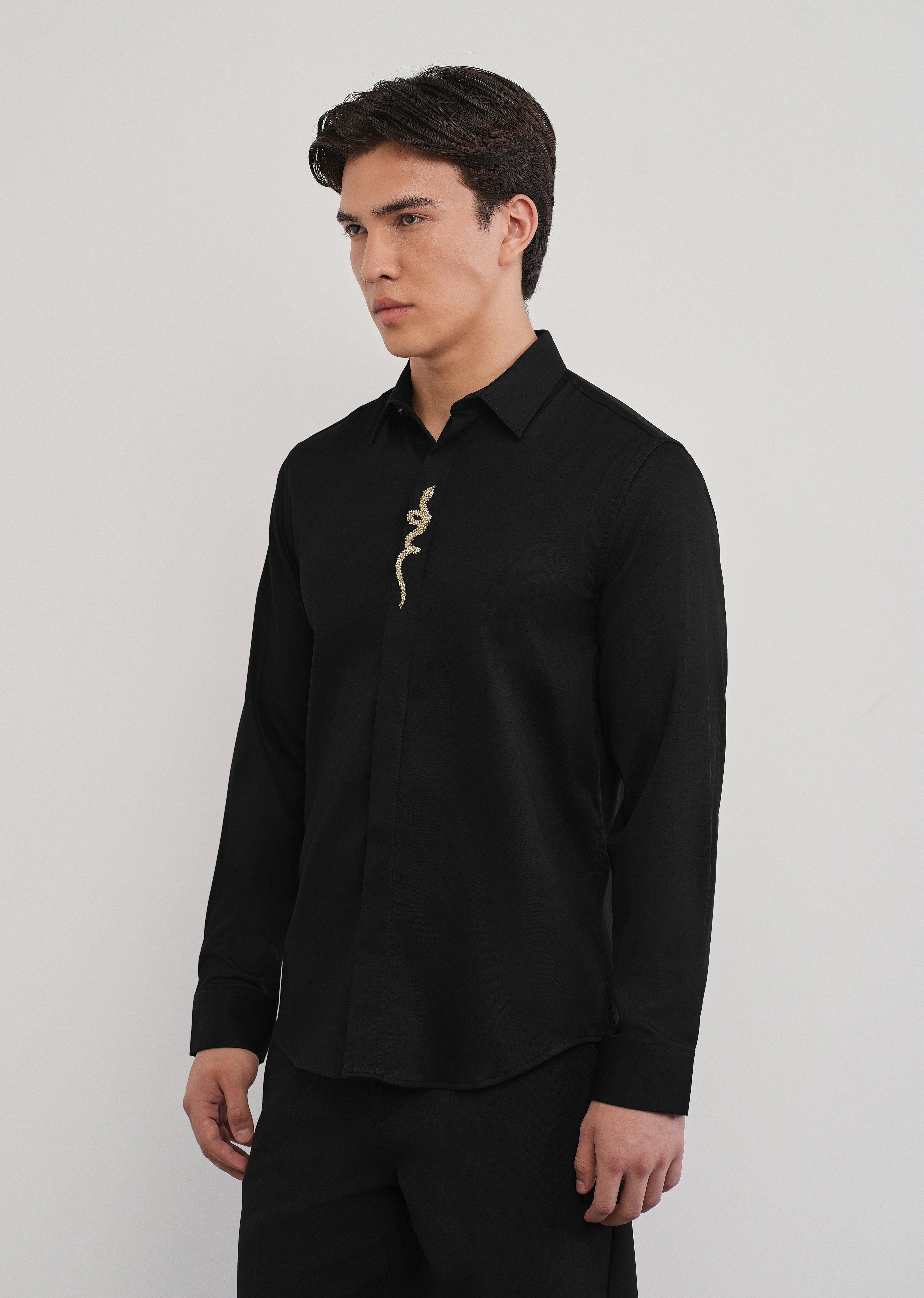 Black Serpent Beadwork Designer Shirt