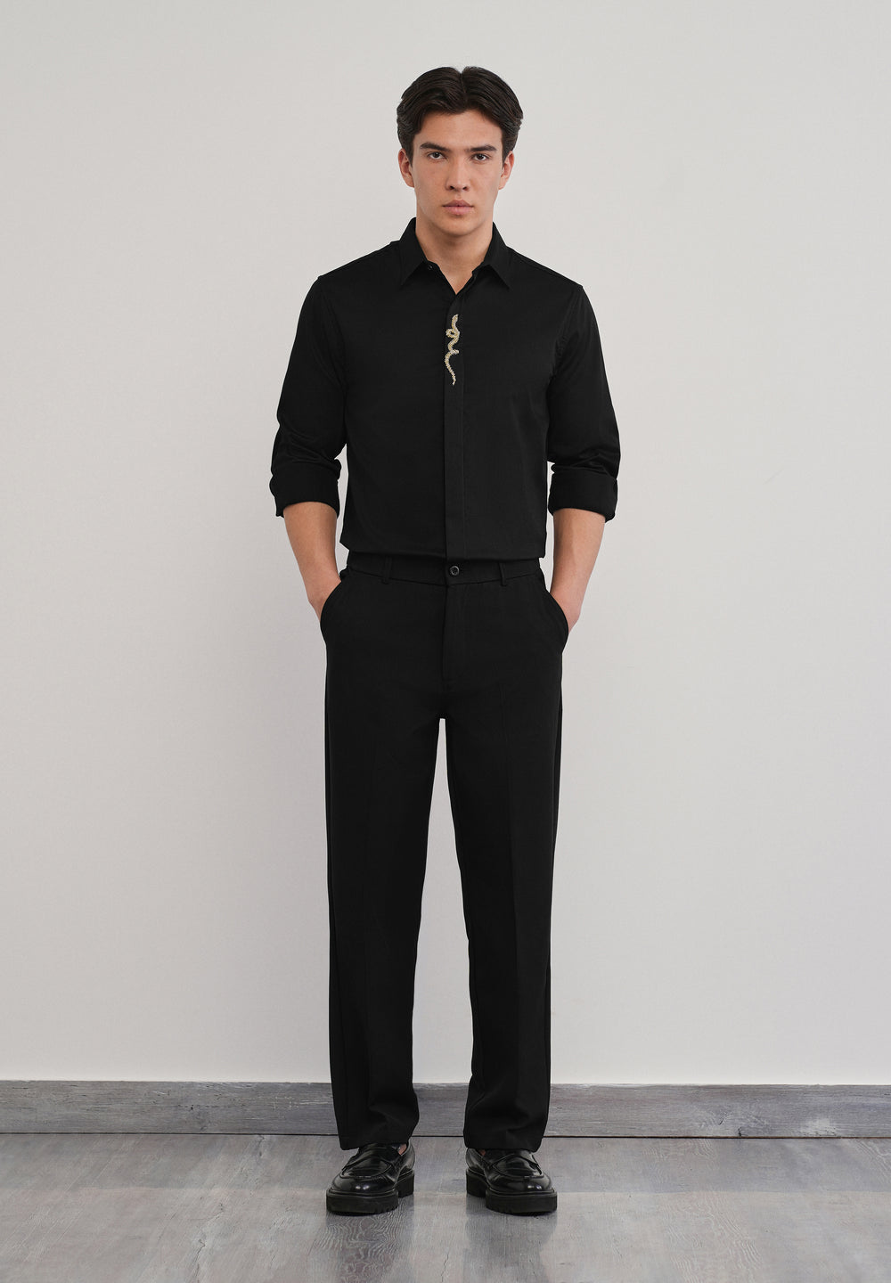 Black Serpent Beadwork Designer Shirt