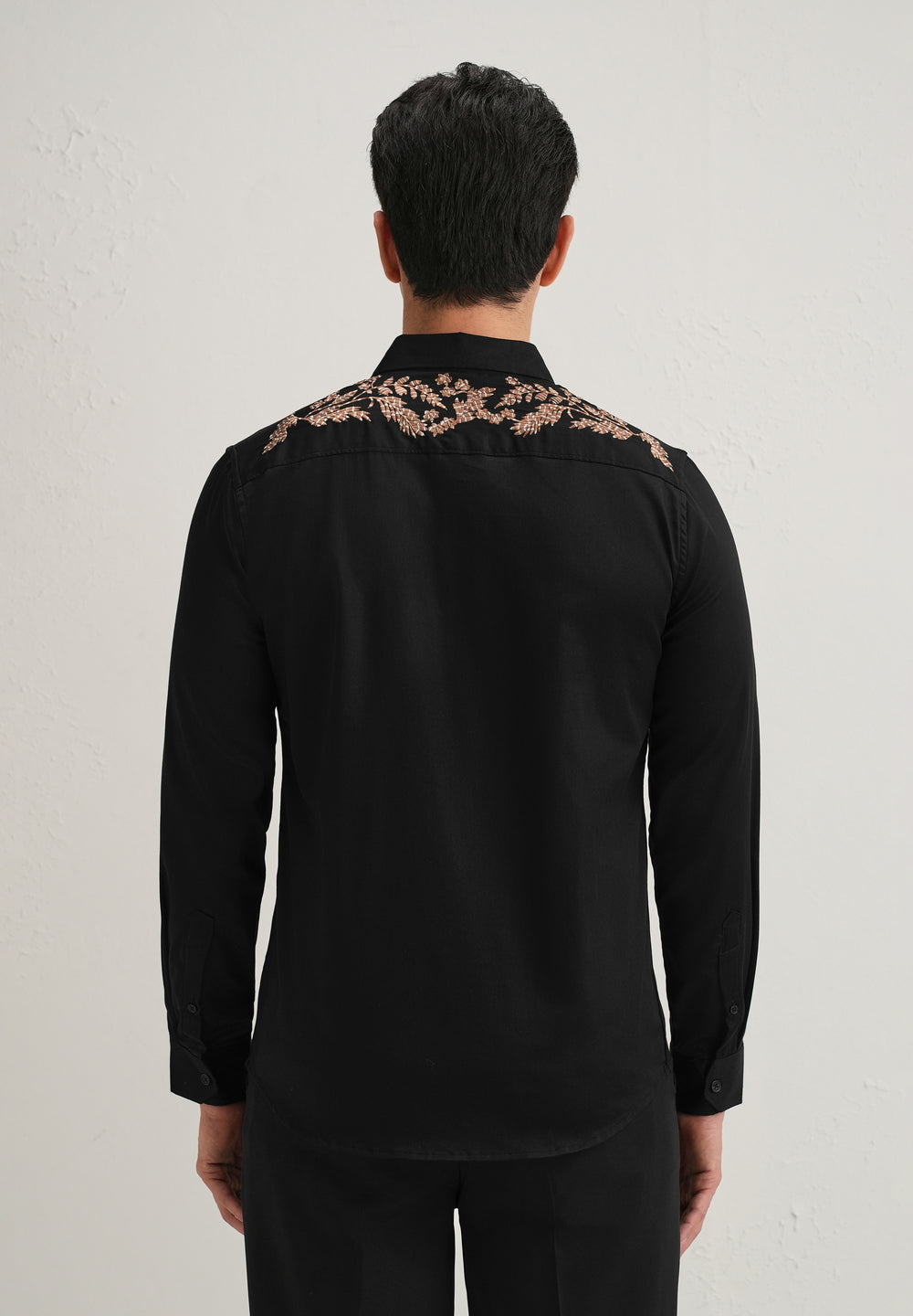 Black Shoulder Embroidery Designer Shirt