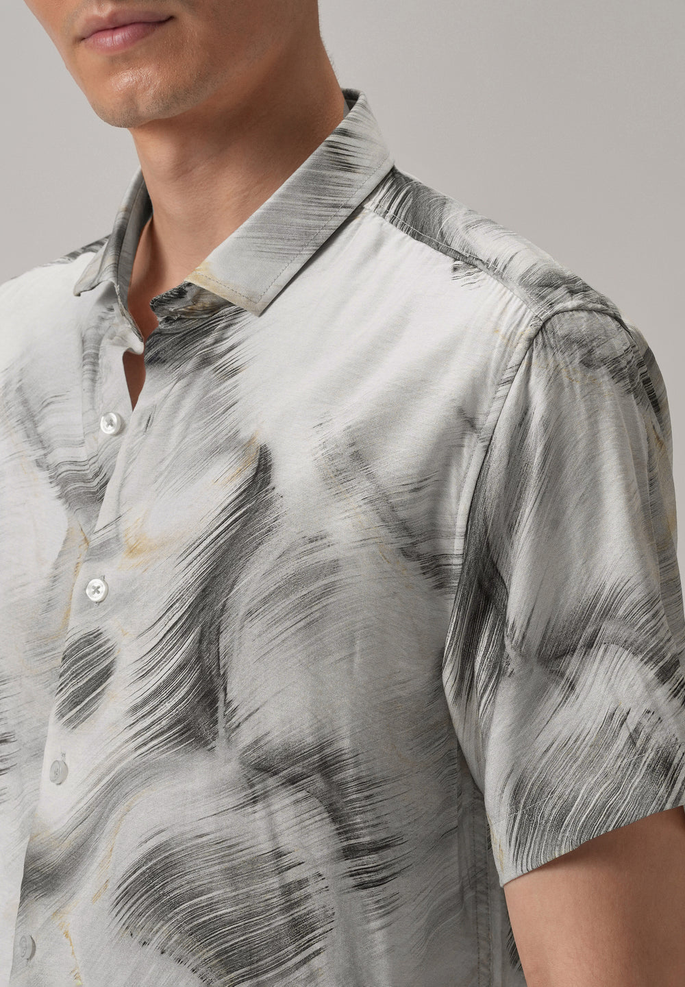 Black Silver Streak Printed Shirt