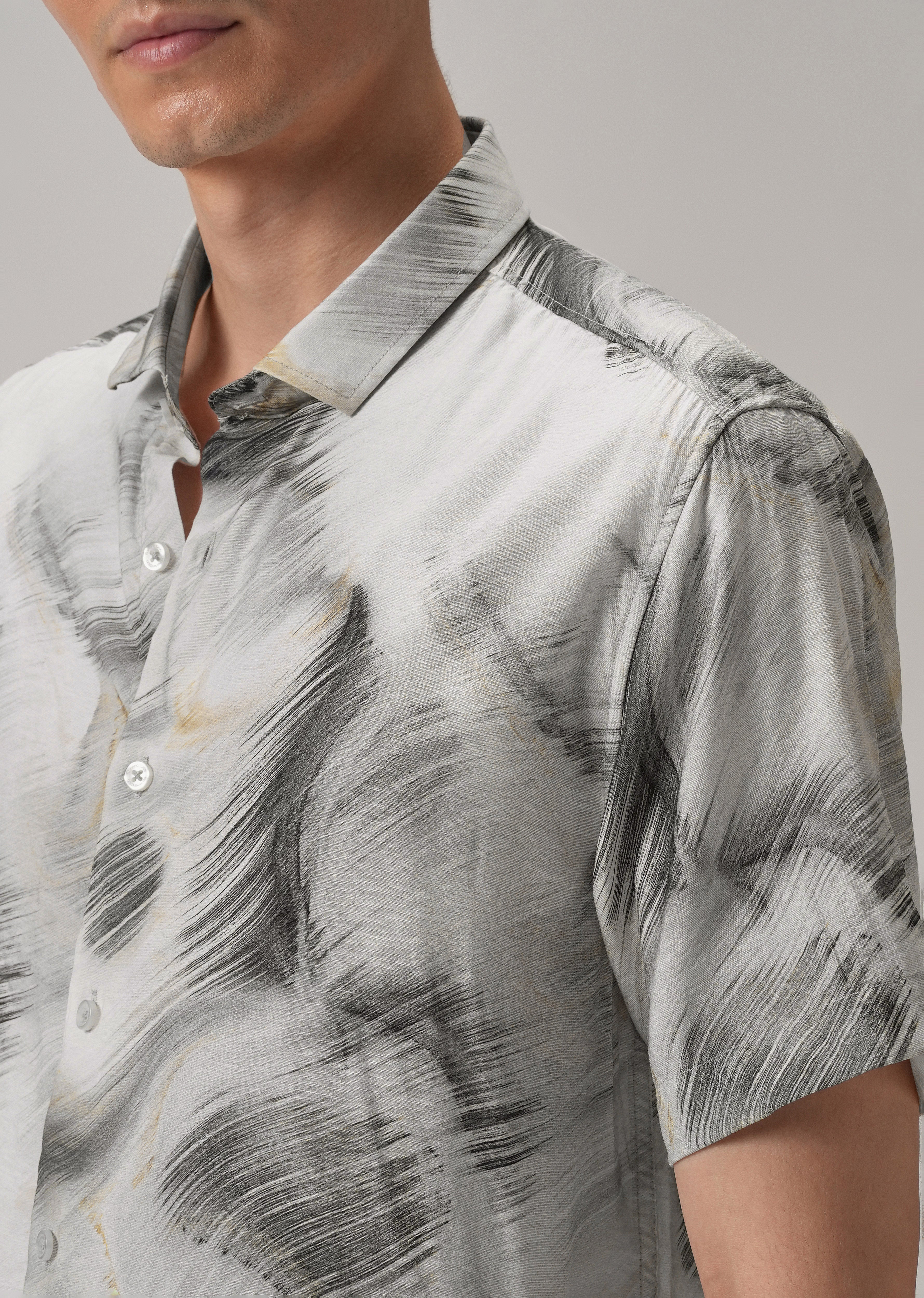 Black Silver Streak Printed Shirt