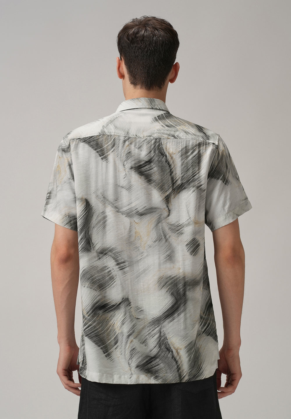 Black Silver Streak Printed Shirt