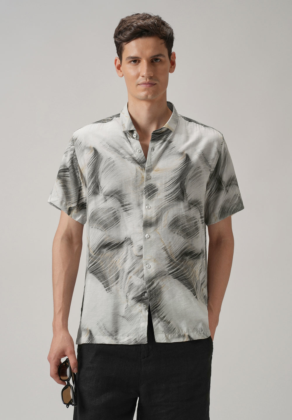 Black Silver Streak Printed Shirt