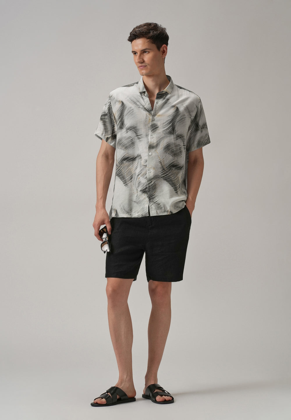 Black Silver Streak Printed Shirt