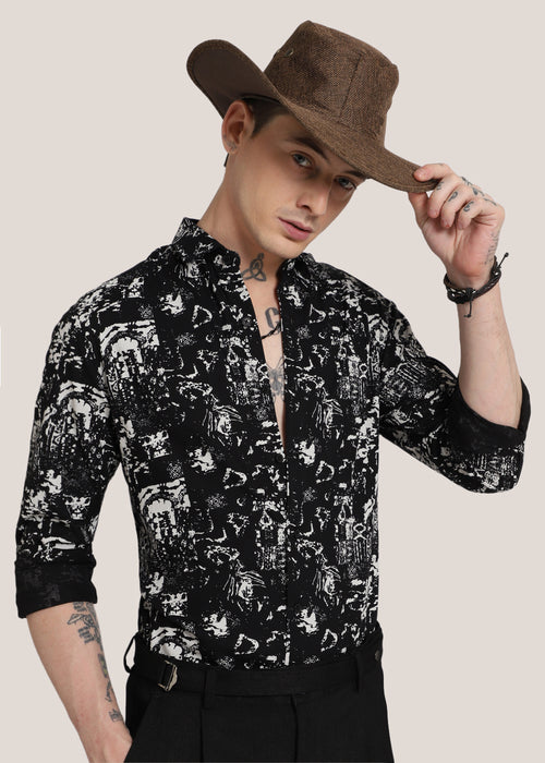 Black Abstract Printed shirt