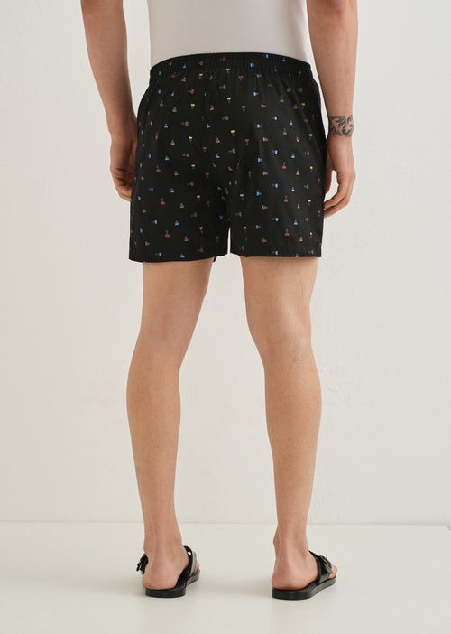 Black Stamp Printed Boxer