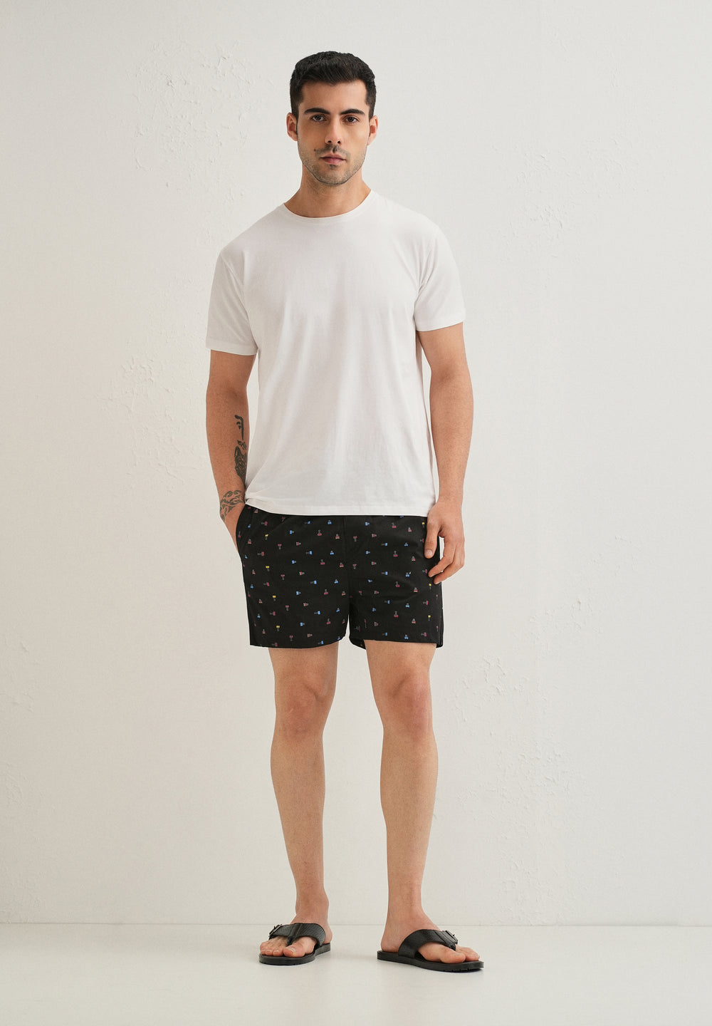 Black Stamp Printed Boxer