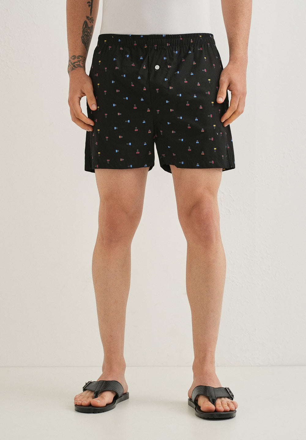 Black Stamp Printed Boxer