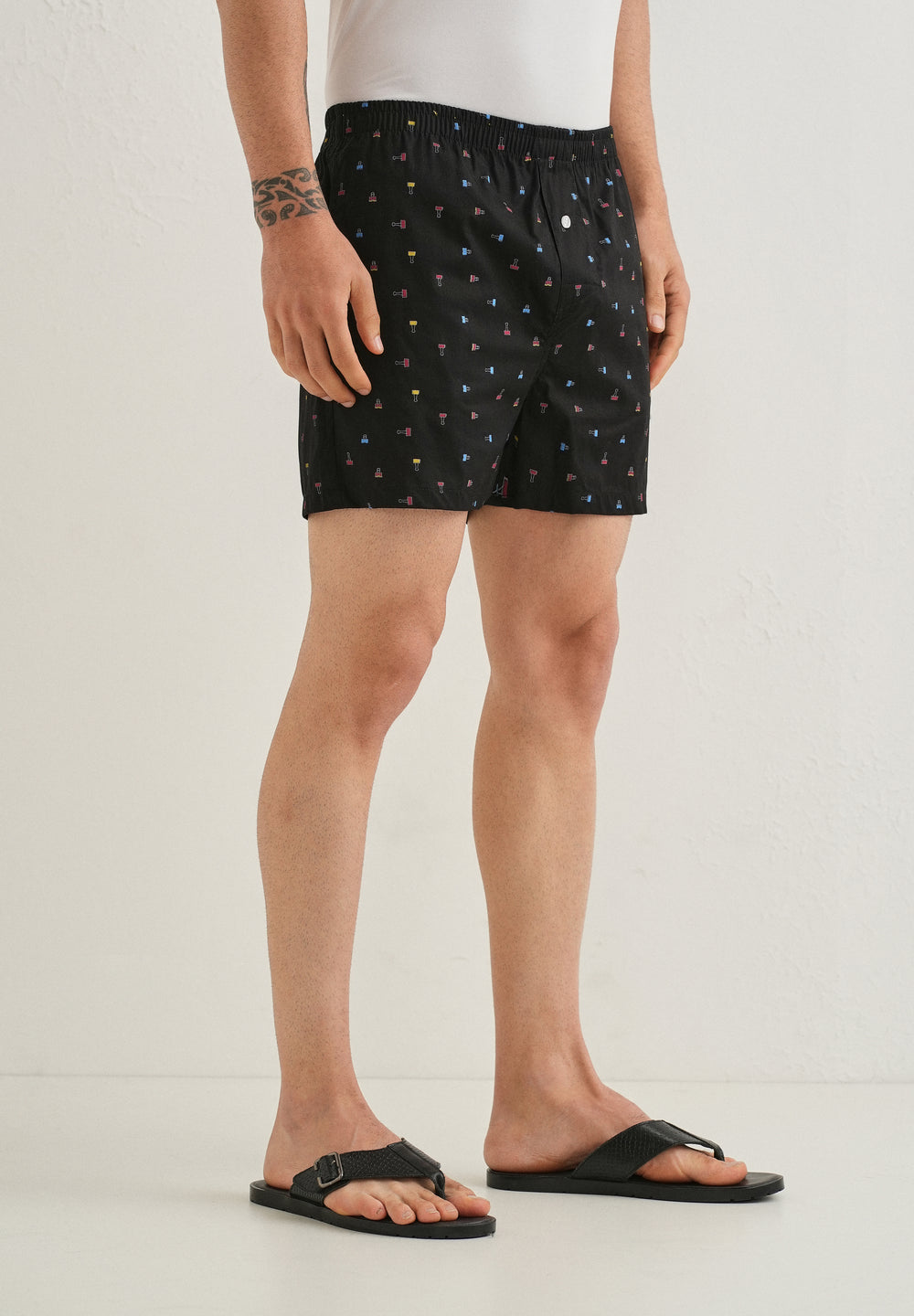 Black Stamp Printed Boxer