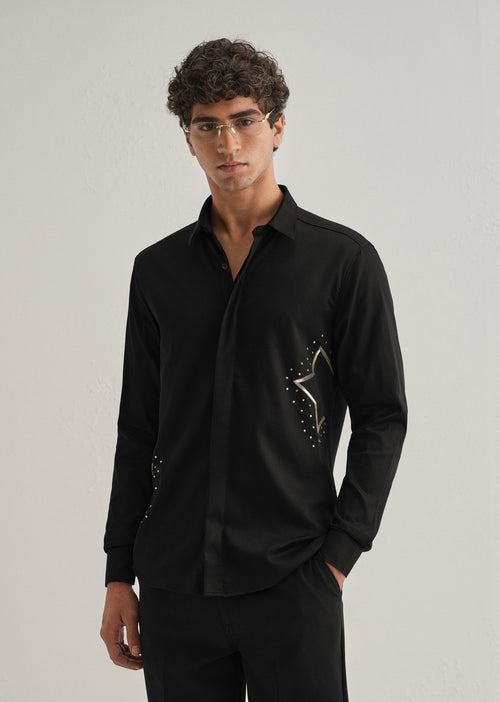 Black Sequence Star Designer Shirt