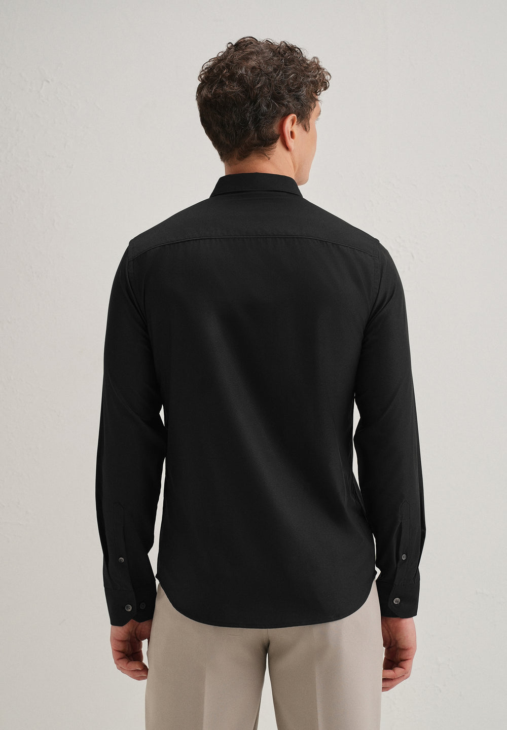 Black Stitchless Placket Plain Shirt