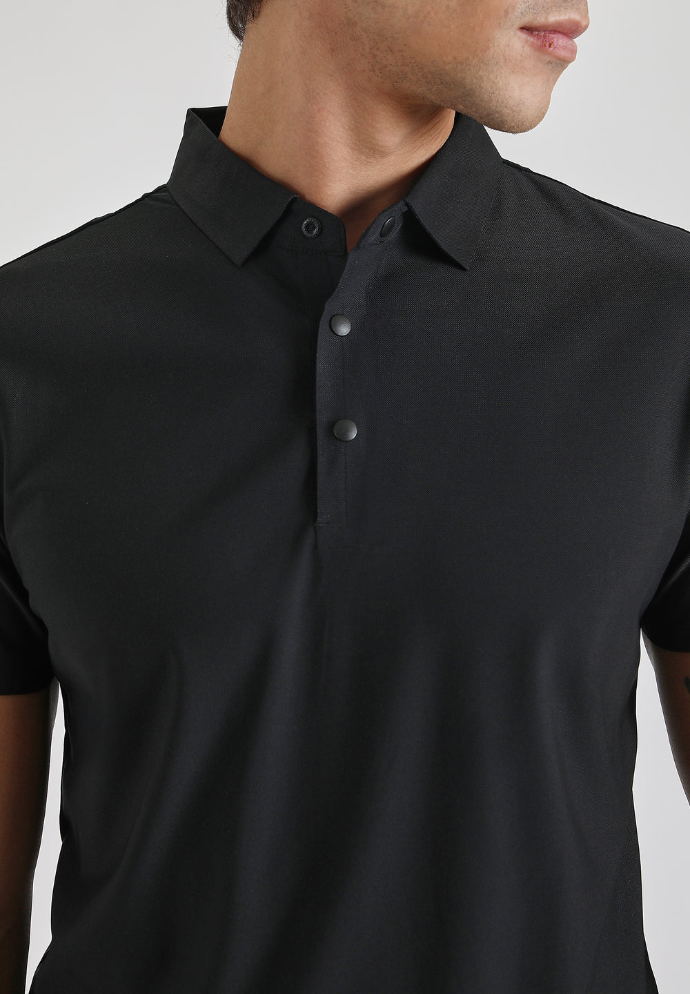 Black Stitchless Polo T-shirt