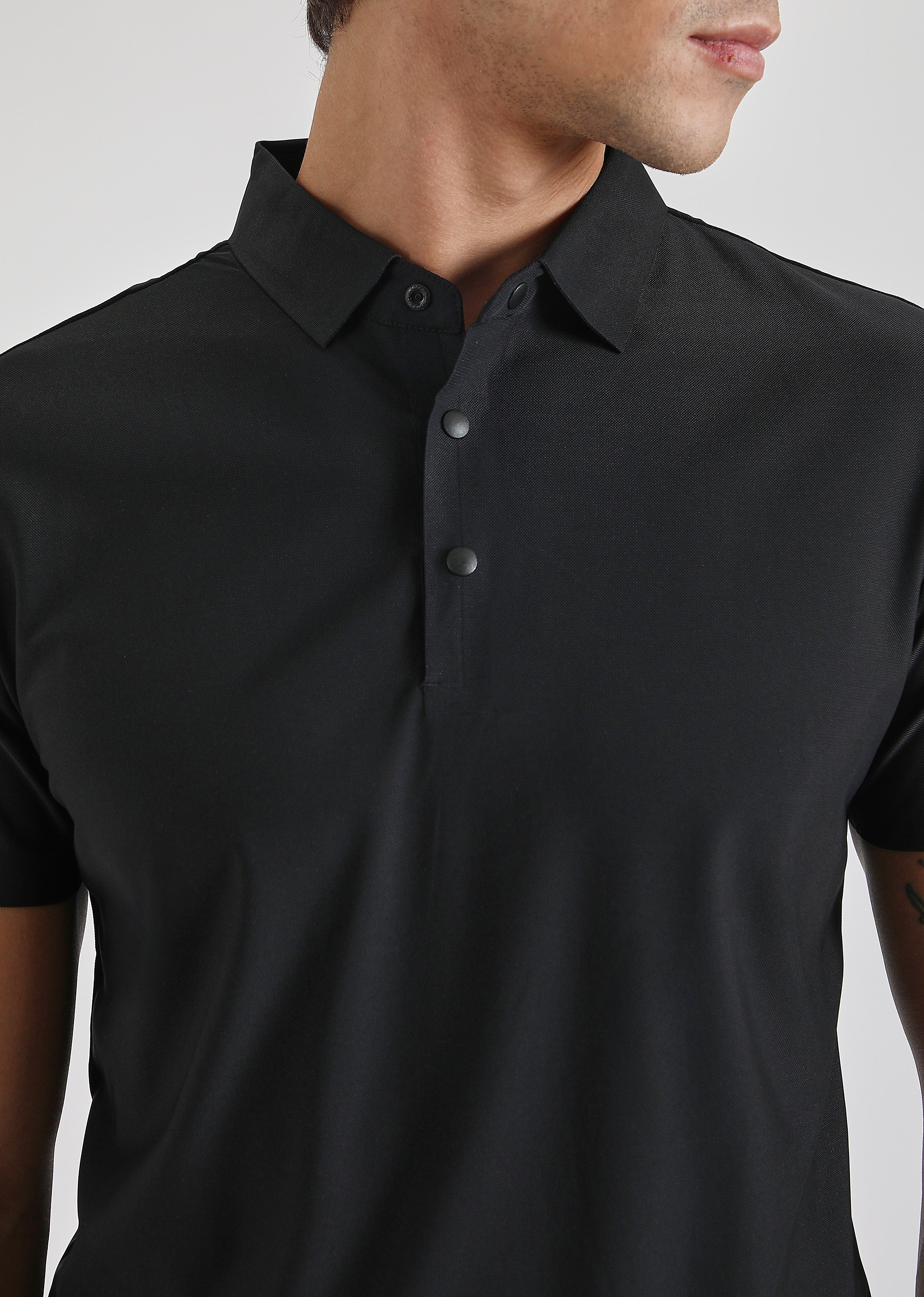 Black Stitchless Polo T-shirt