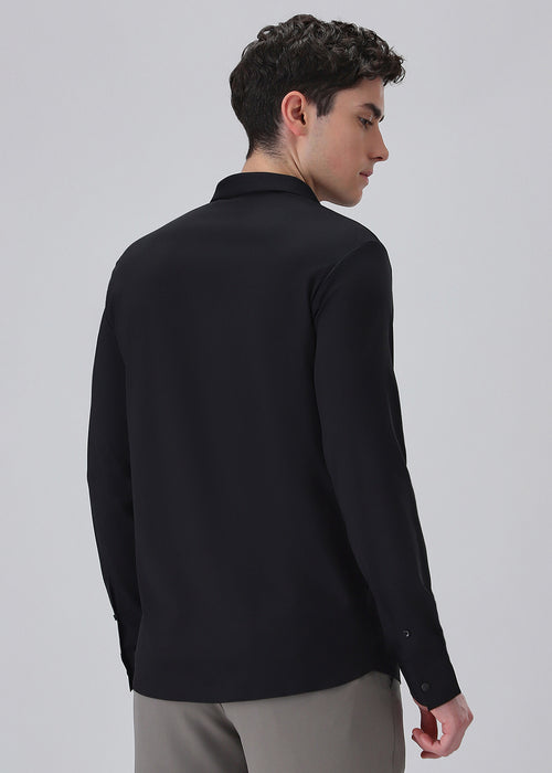 Black Plain Stitchless Stretch Shirt