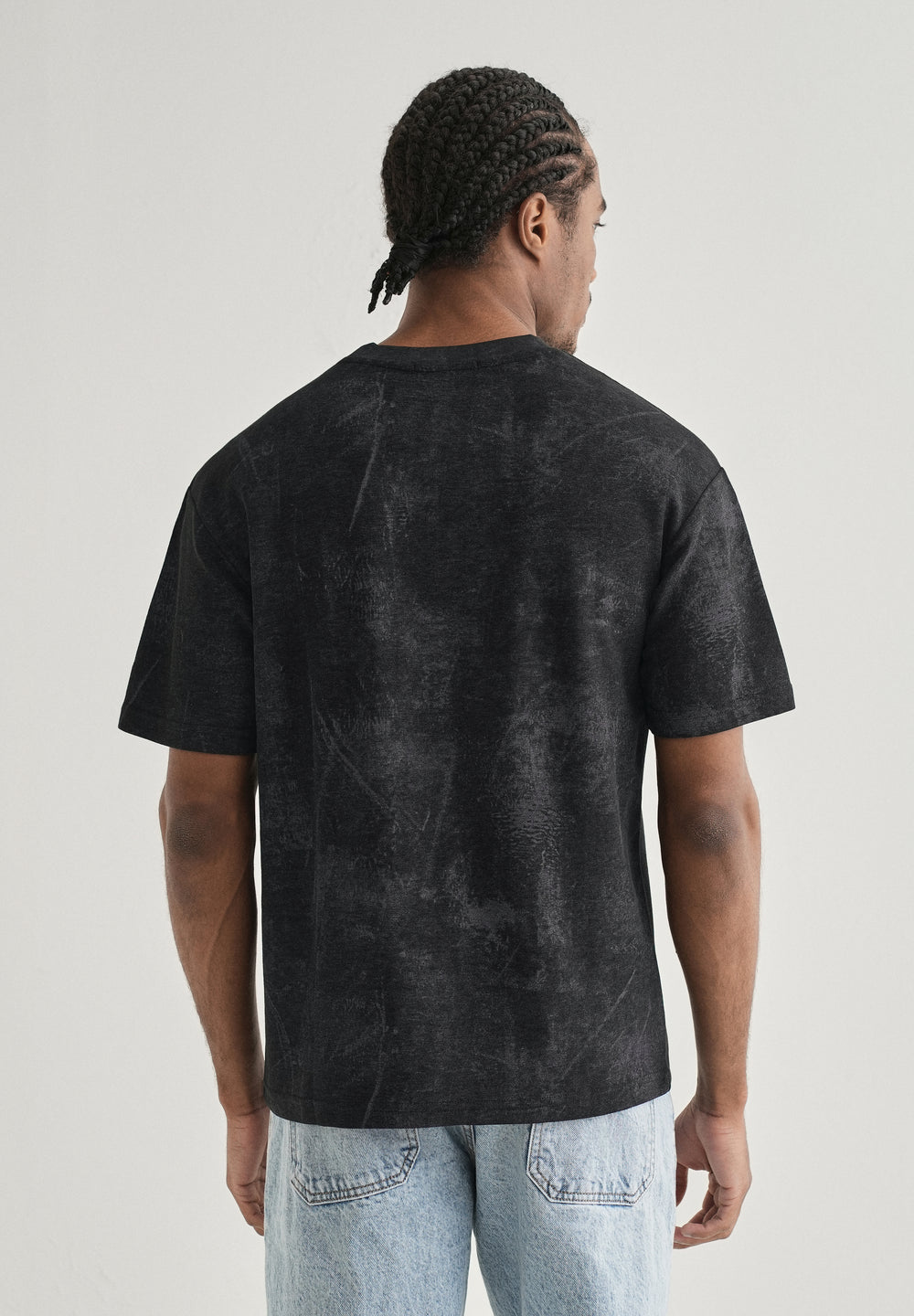 Black Stone Wash Textured Oversized T-shirt