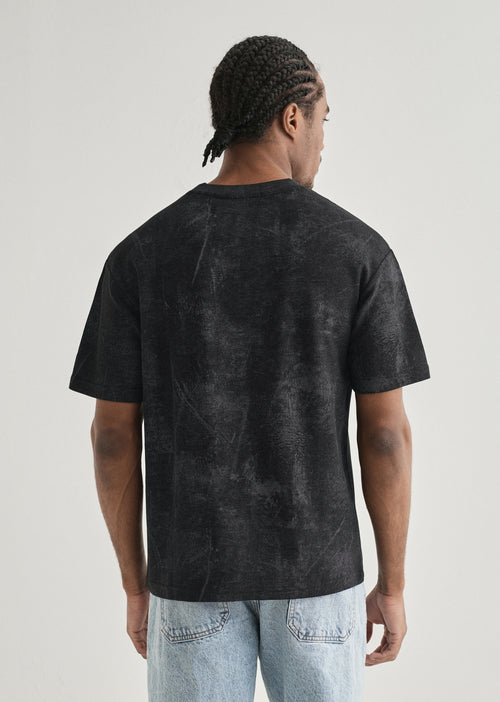 Black Stone Wash Textured Oversized T-shirt