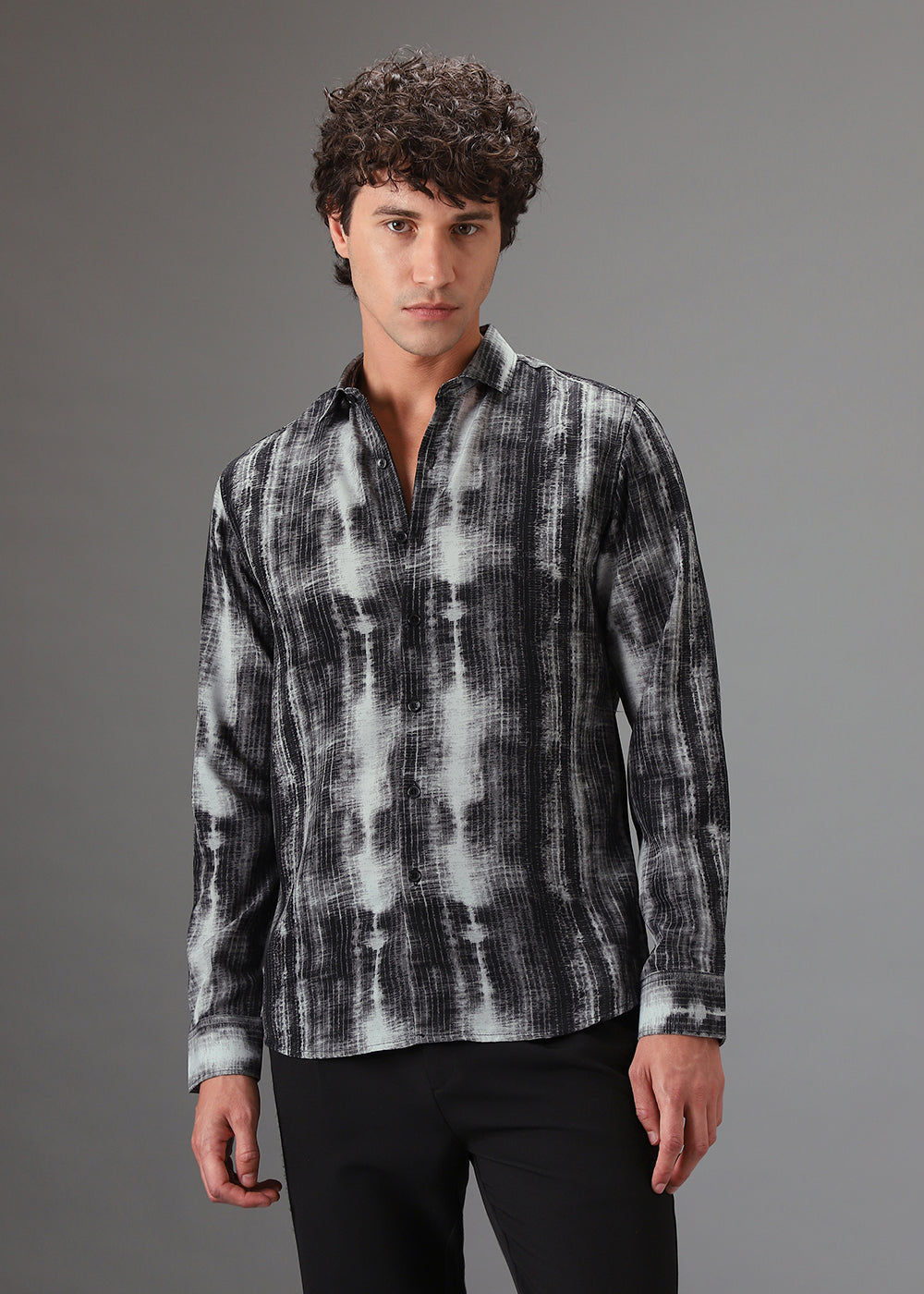 Black Stripe Abstract Printed Shirt