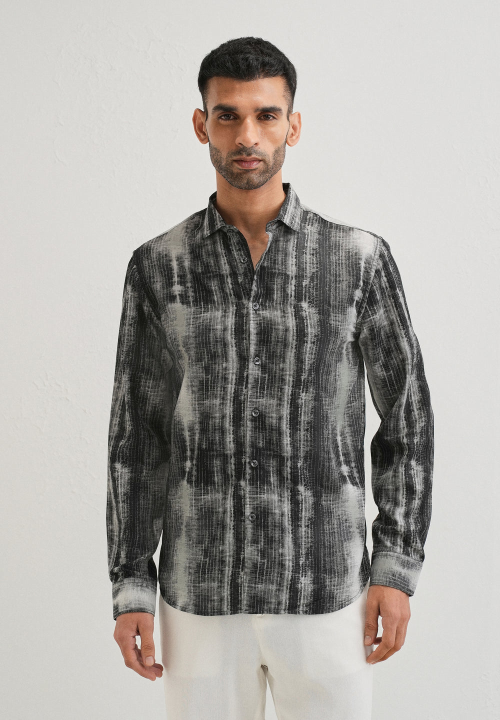 Black Stripe Abstract Printed Shirt