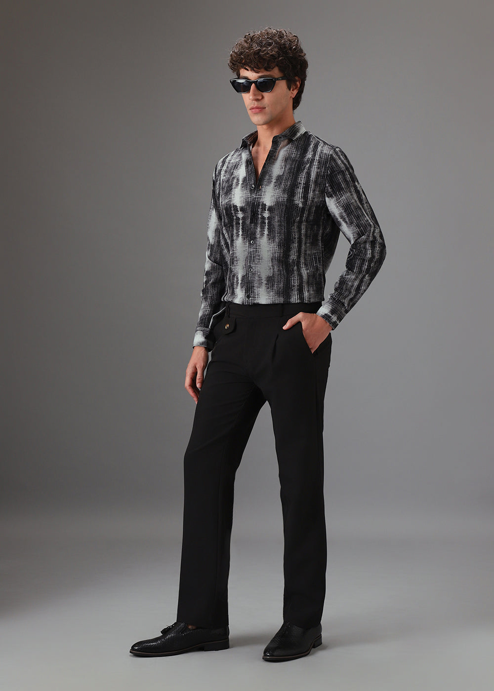 Black Stripe Abstract Printed Shirt