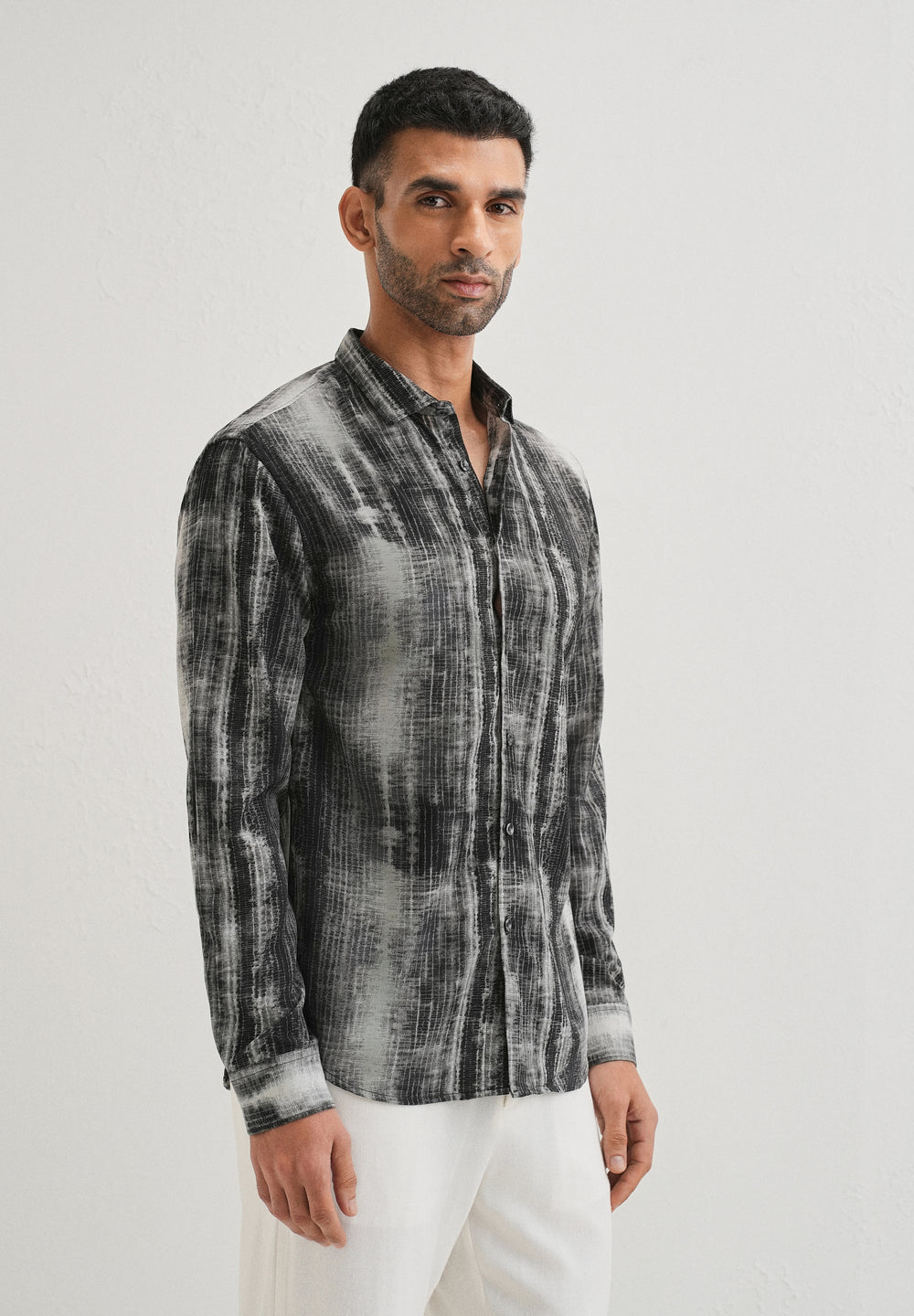 Black Stripe Abstract Printed Shirt