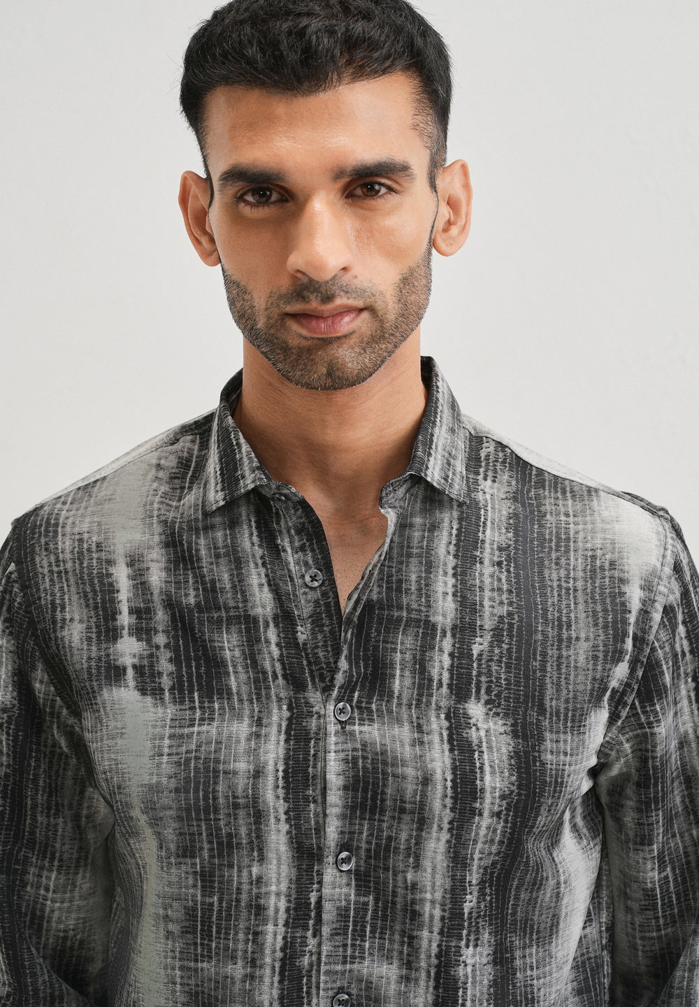 Black Stripe Abstract Printed Shirt