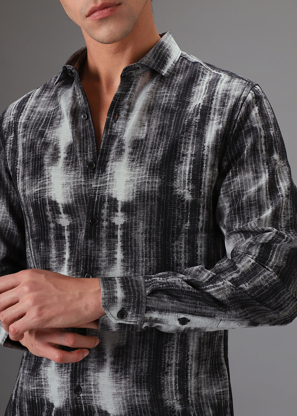 Black Stripe Abstract Printed Shirt