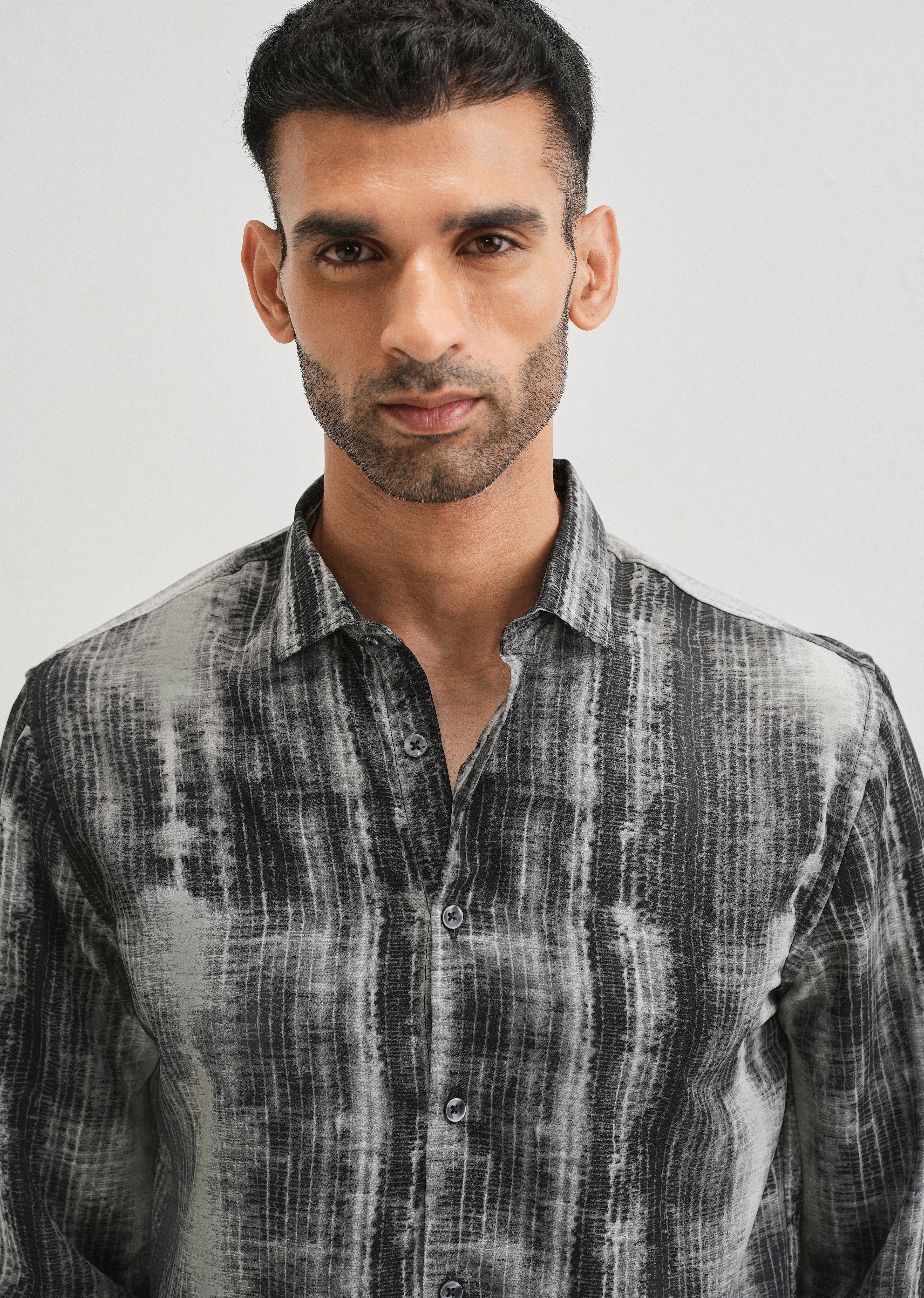 Black Stripe Abstract Printed Shirt
