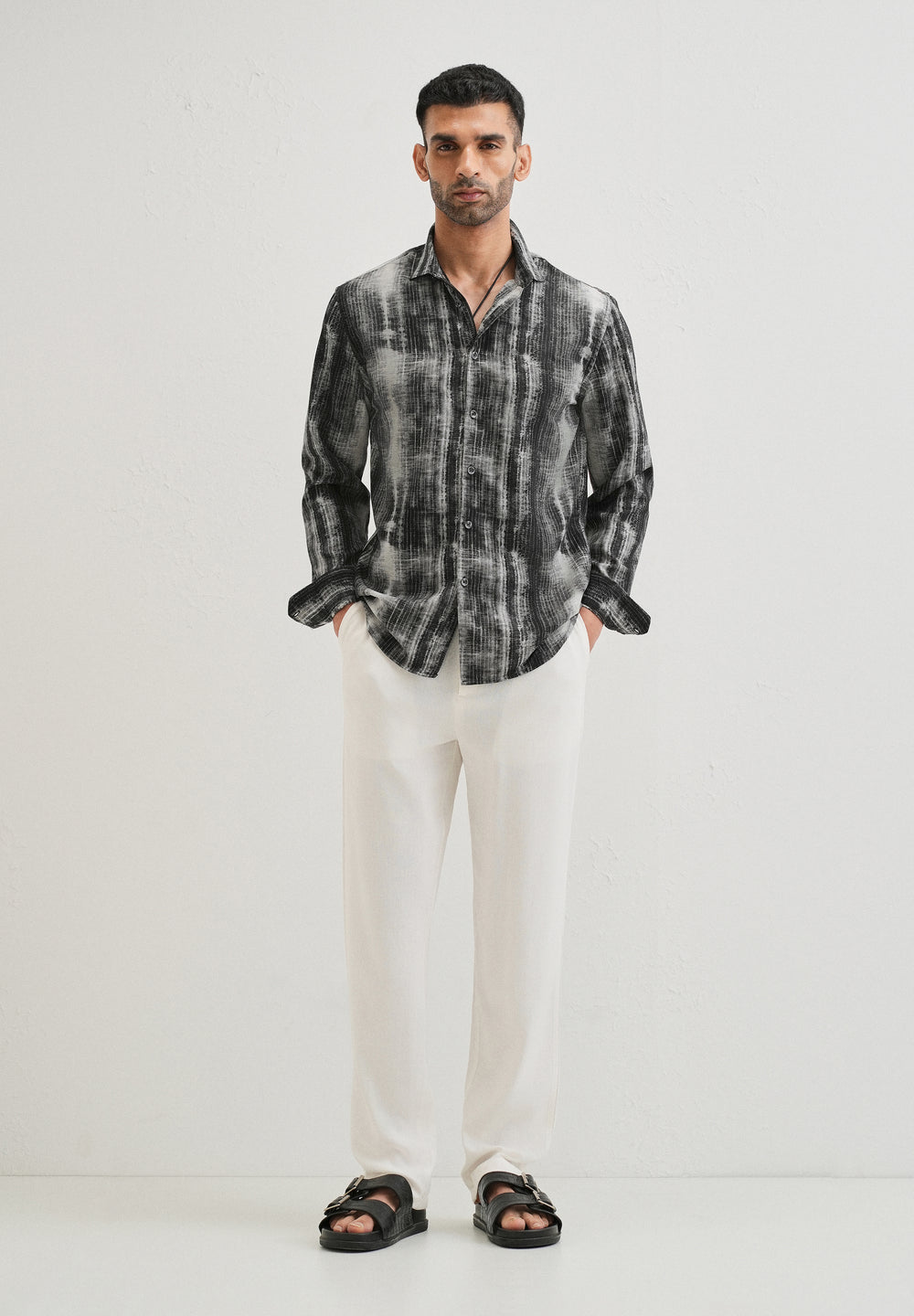 Black Stripe Abstract Printed Shirt