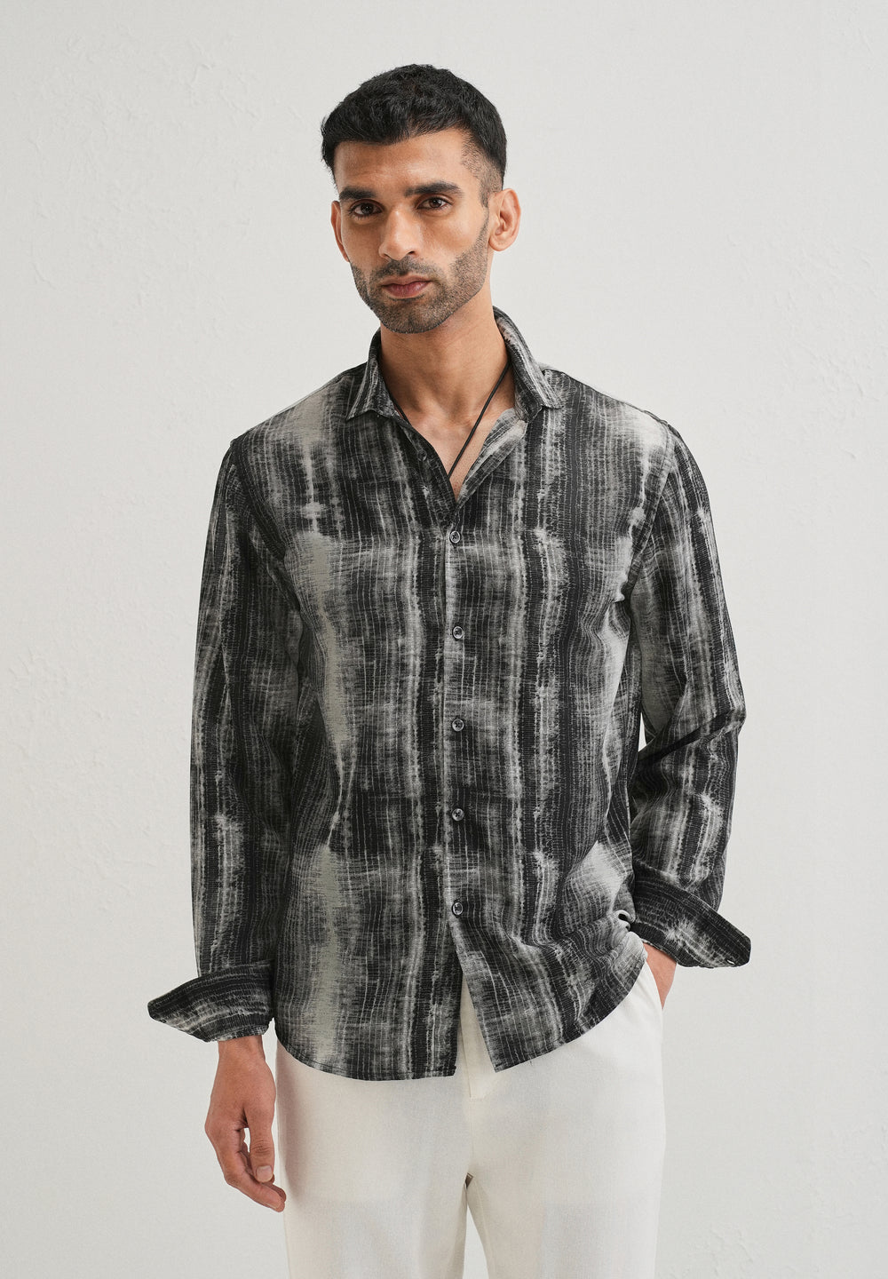 Black Stripe Abstract Printed Shirt