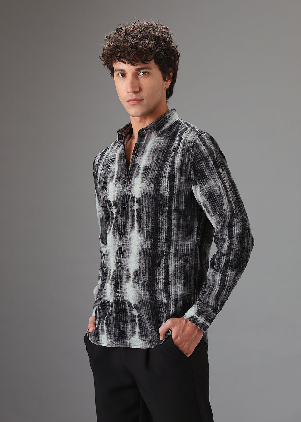 Black Stripe Abstract Printed Shirt