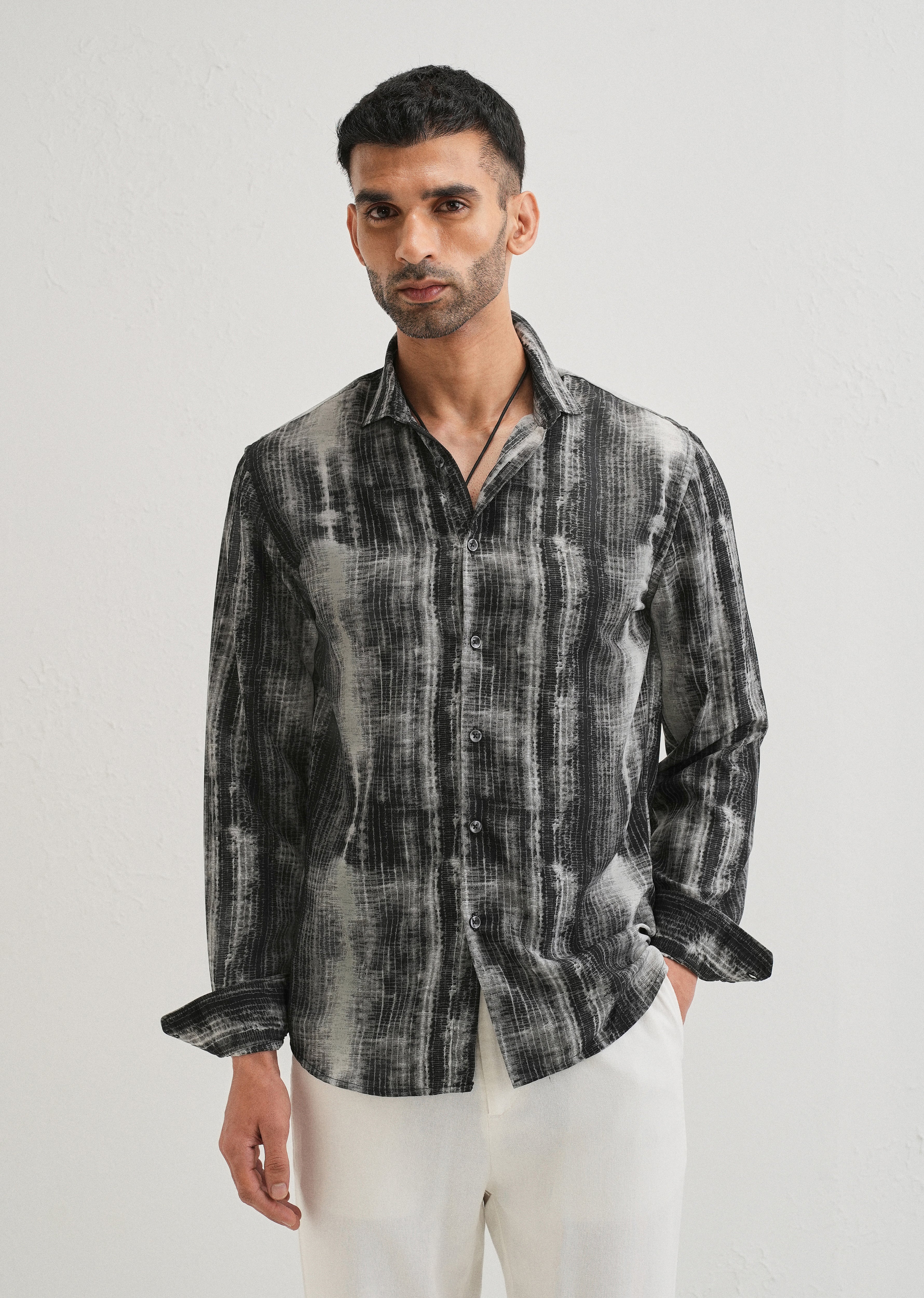 Black Stripe Abstract Printed Shirt