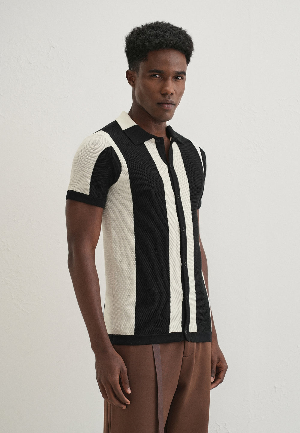 Black Stripe Knitted Shirt